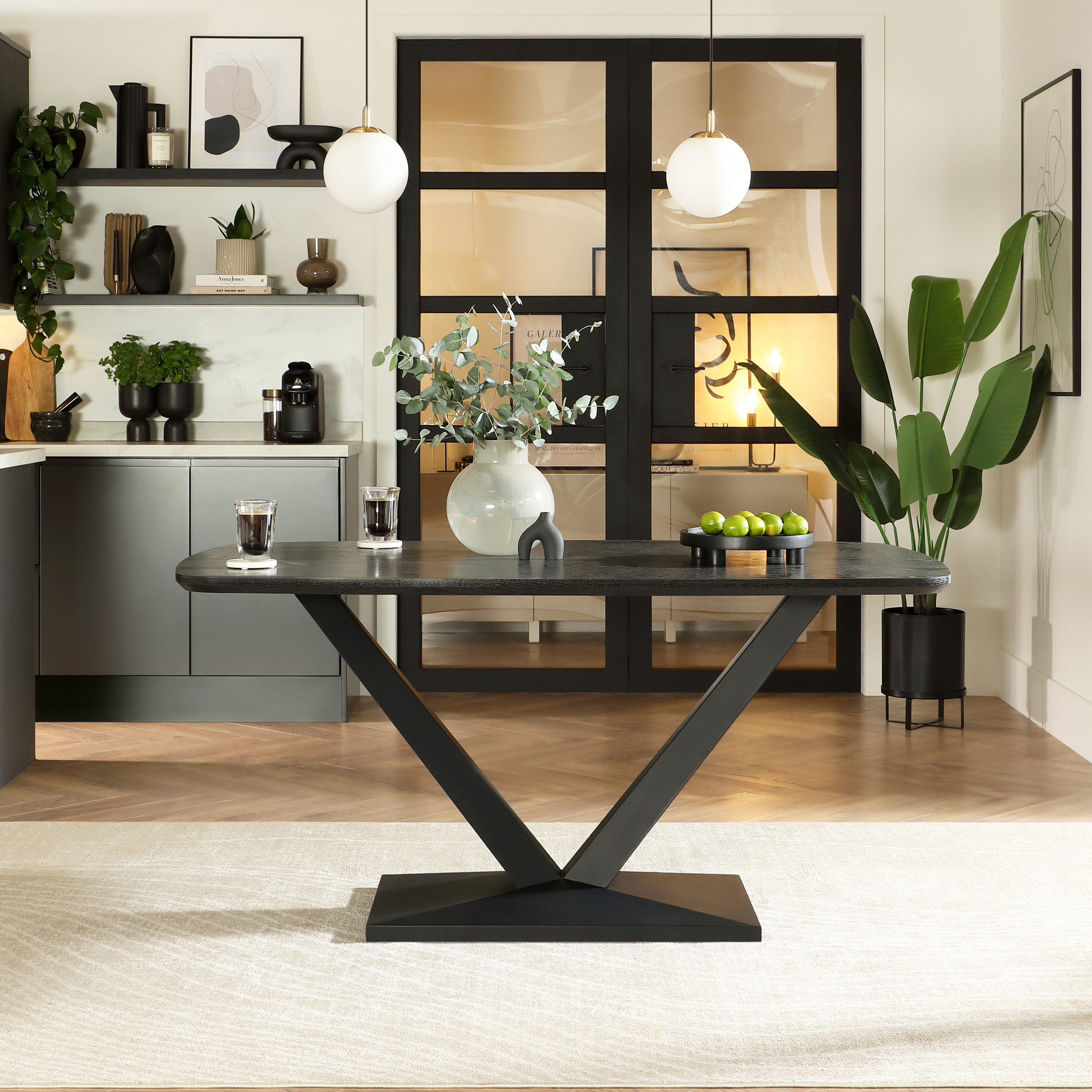 INAVANCE  ワンズテーブル Thearth  ones table Avanta Dining Table & 4 Ricco Dining Chairs, Black Oak