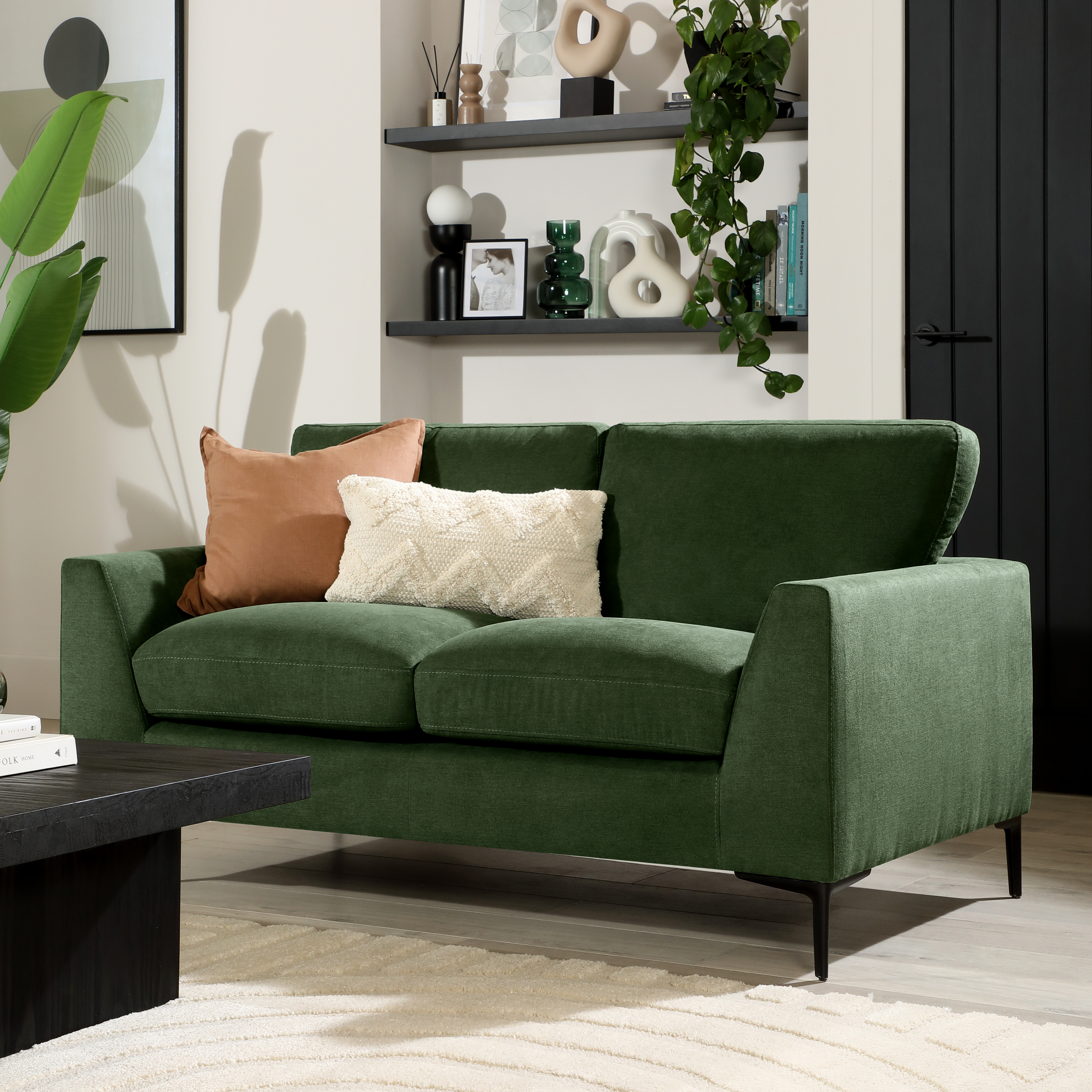 Lexi 2 Seater Sofa, Moss Green House Plush Fabric Only £399.99