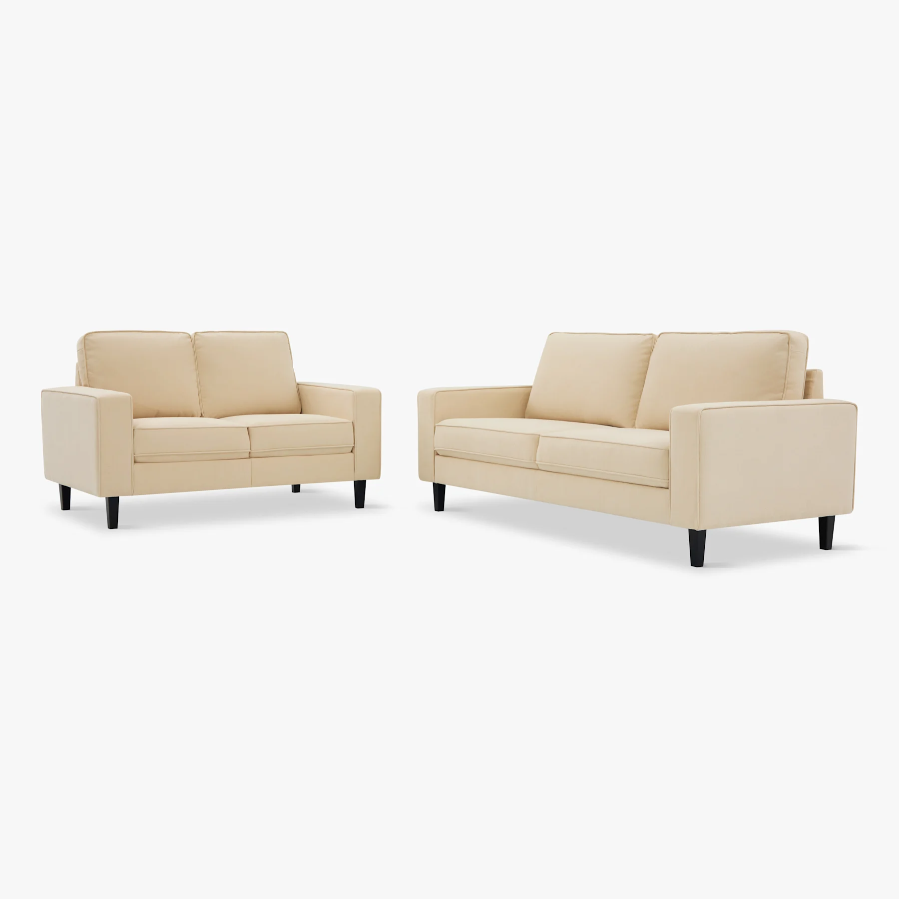 Monaco 3+2 Seater Sofa Set, Ivory Classic Plush Fabric