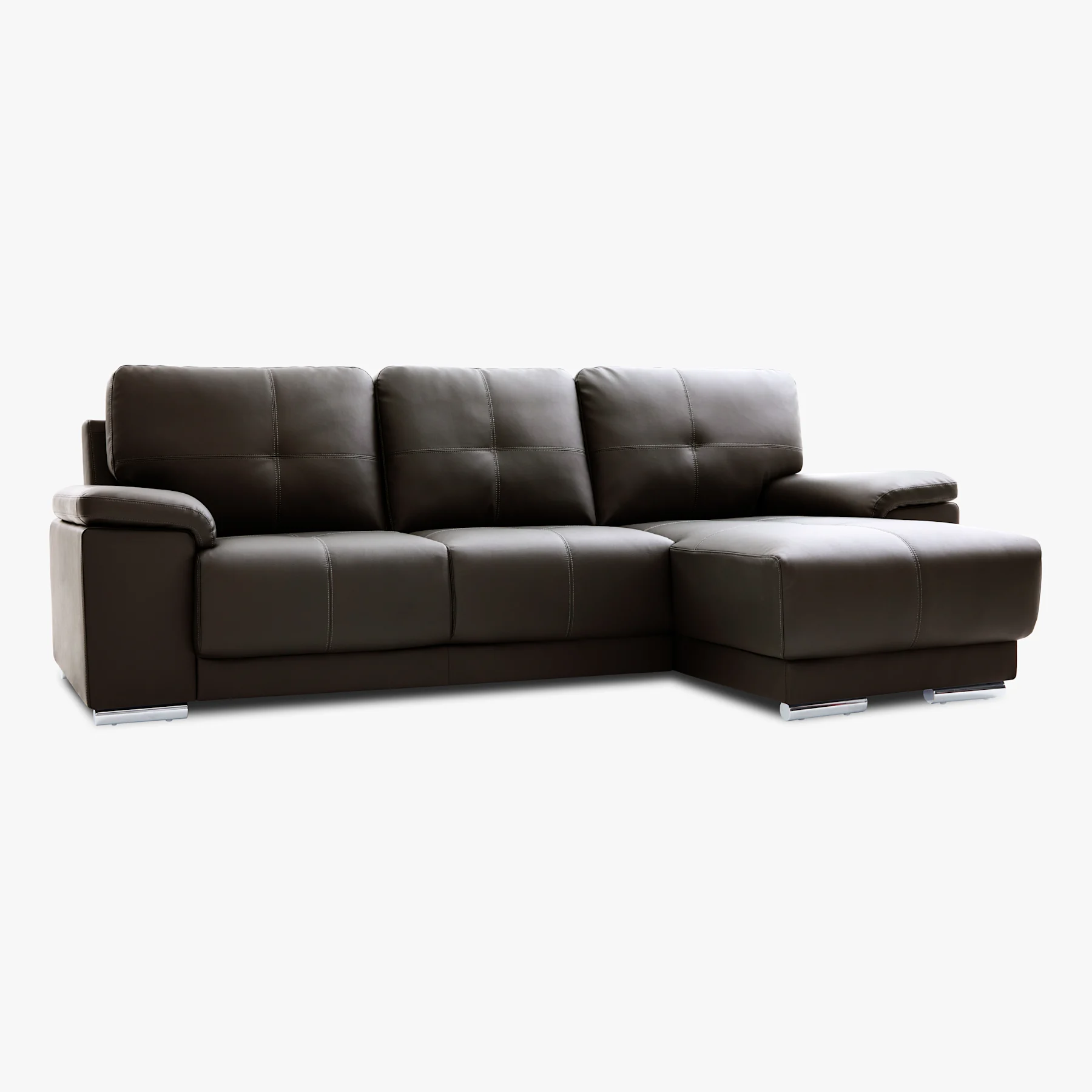 Kansas L-Shape Corner Sofa, Right Hand Facing, Brown Premium Faux Leather