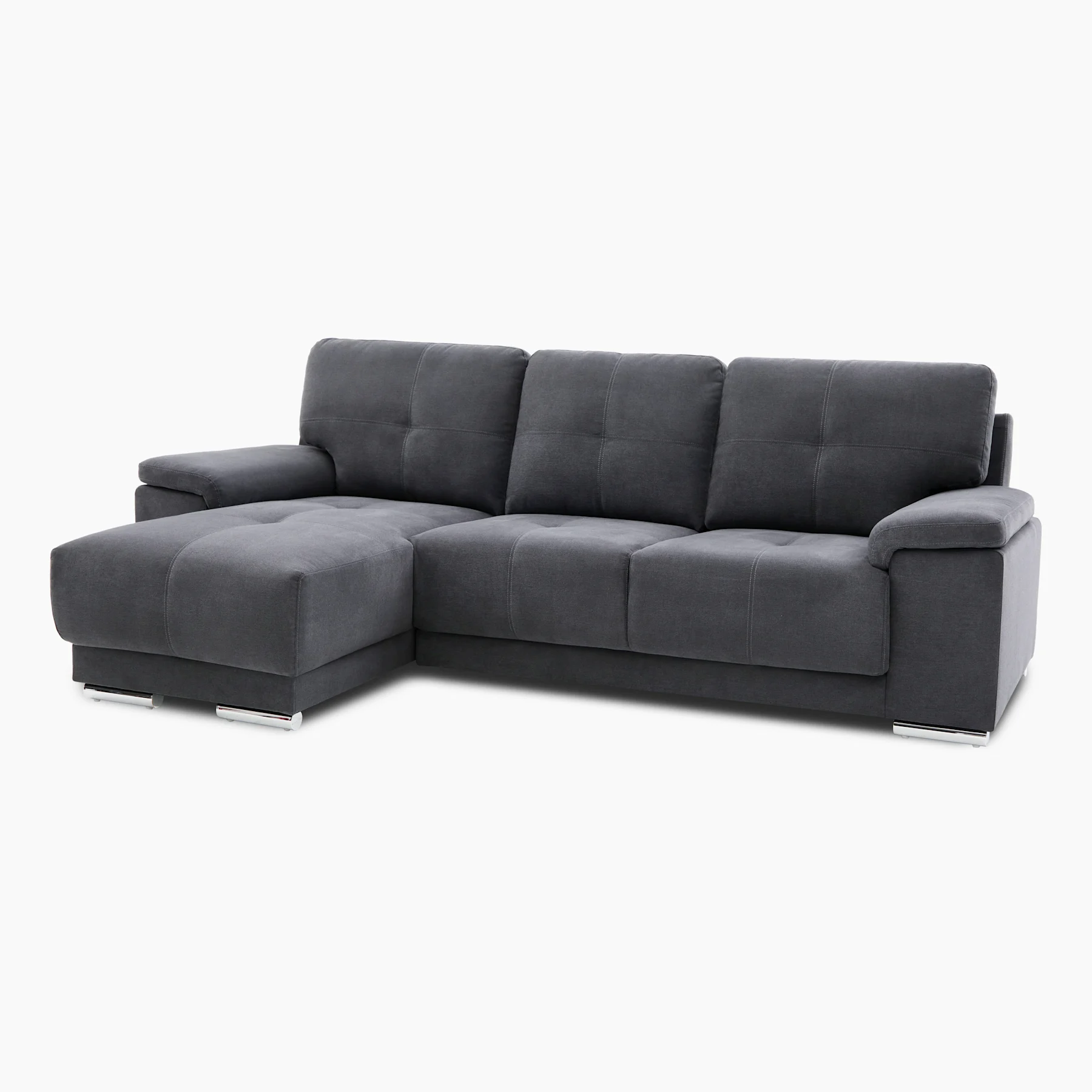 Kansas L-Shape Corner Sofa, Left Hand Facing, Slate Grey Classic Plush Fabric