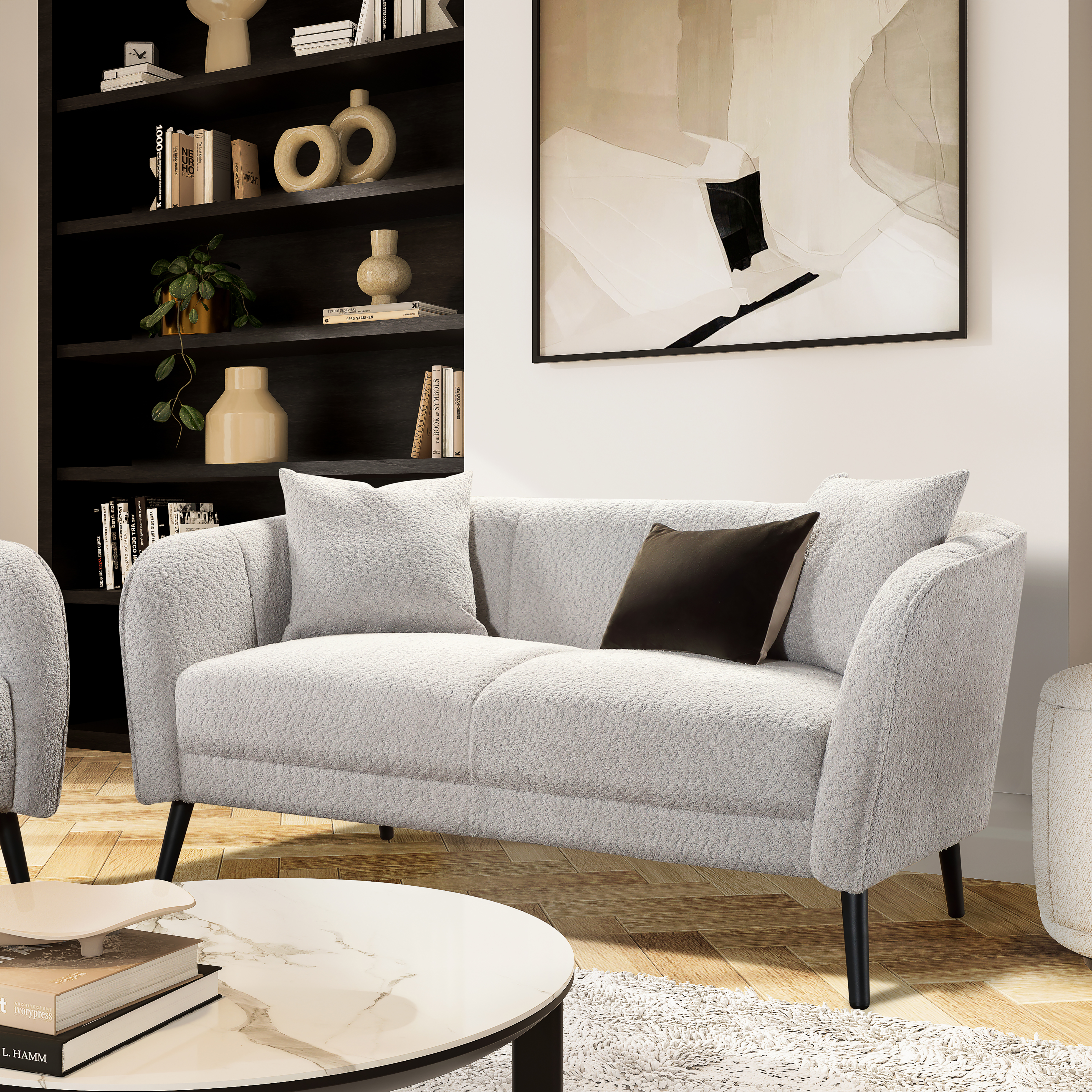 Loren 2 Seater Sofa, Light Grey Classic Boucle Fabric Only £449.99 ...