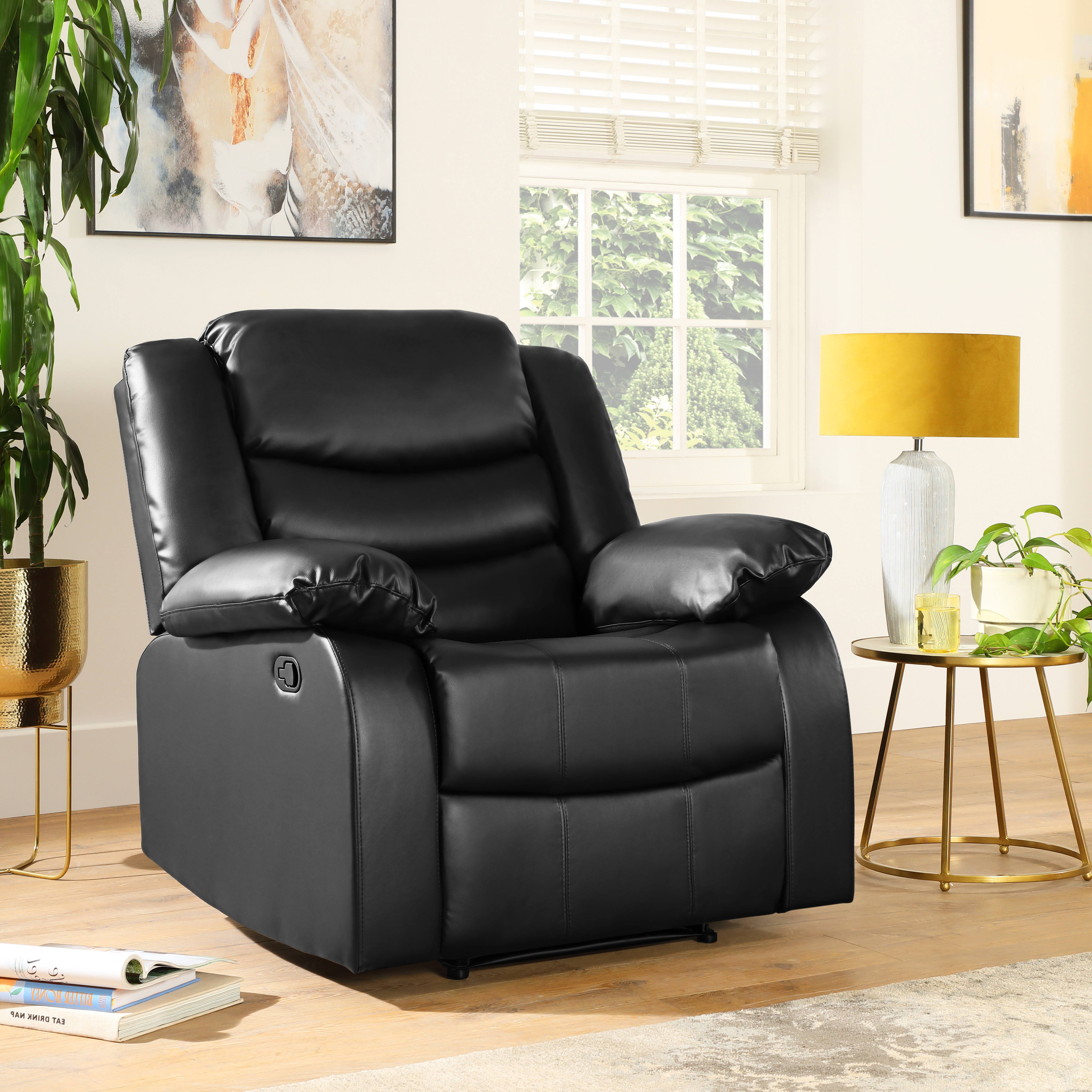 Sorrento Recliner Armchair, Black Premium Faux Leather Only £449.99