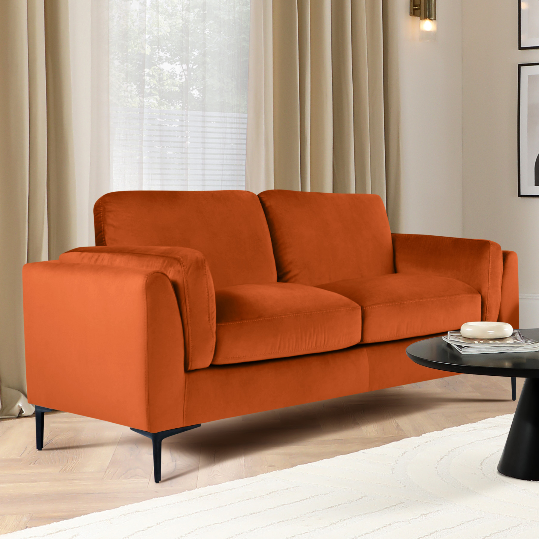 Lucia 2 Seater Sofa, Burnt Orange House Velvet Only £449.99