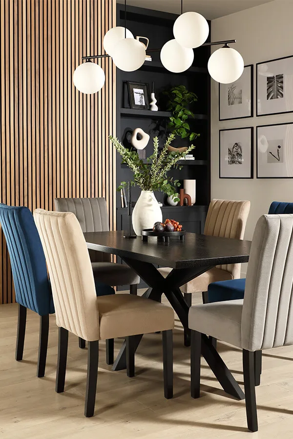 Madison black oak Salisbury blue orange velvet chairs > thumbnail