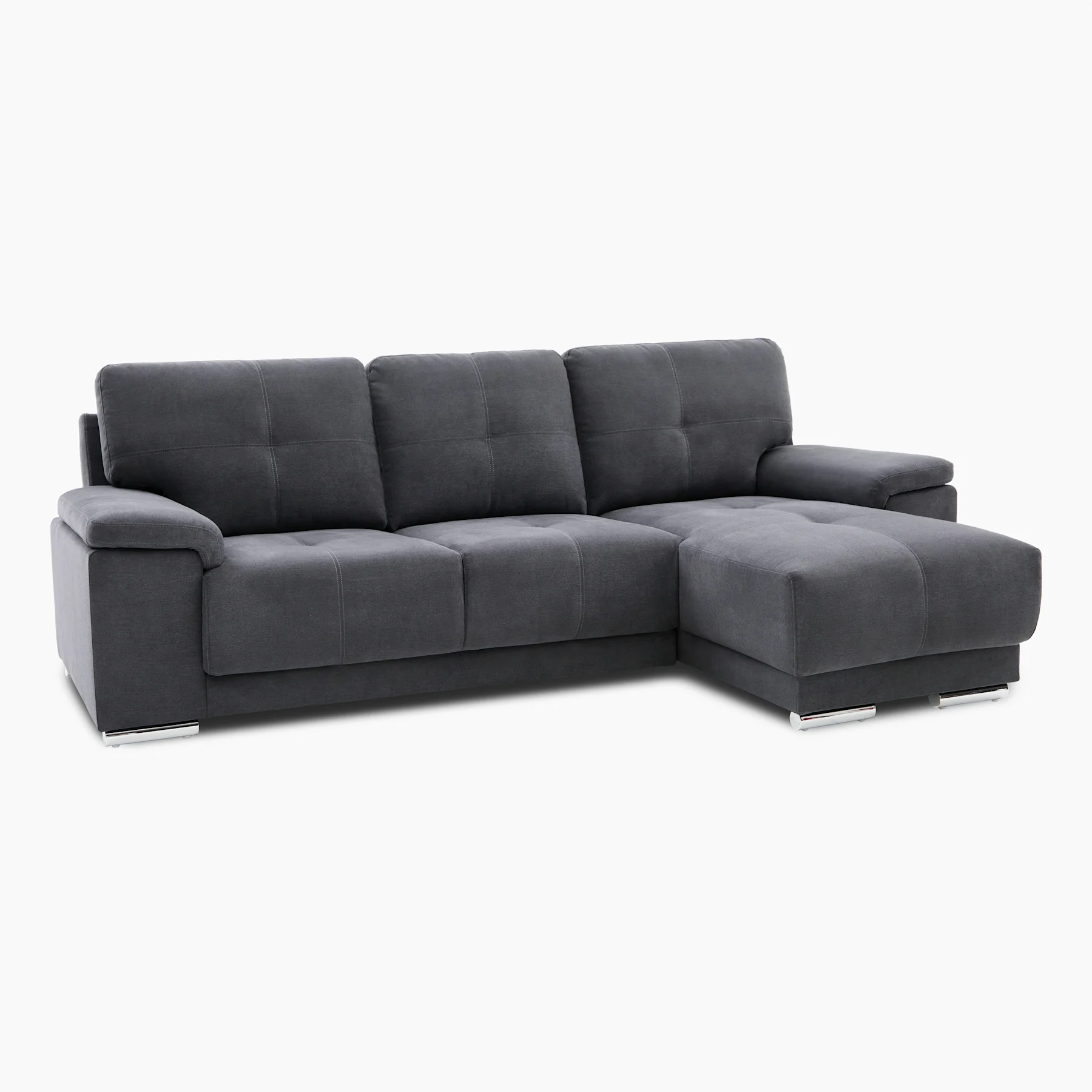 Kansas L-Shape Corner Sofa, Right Hand Facing, Slate Grey Classic Plush Fabric
