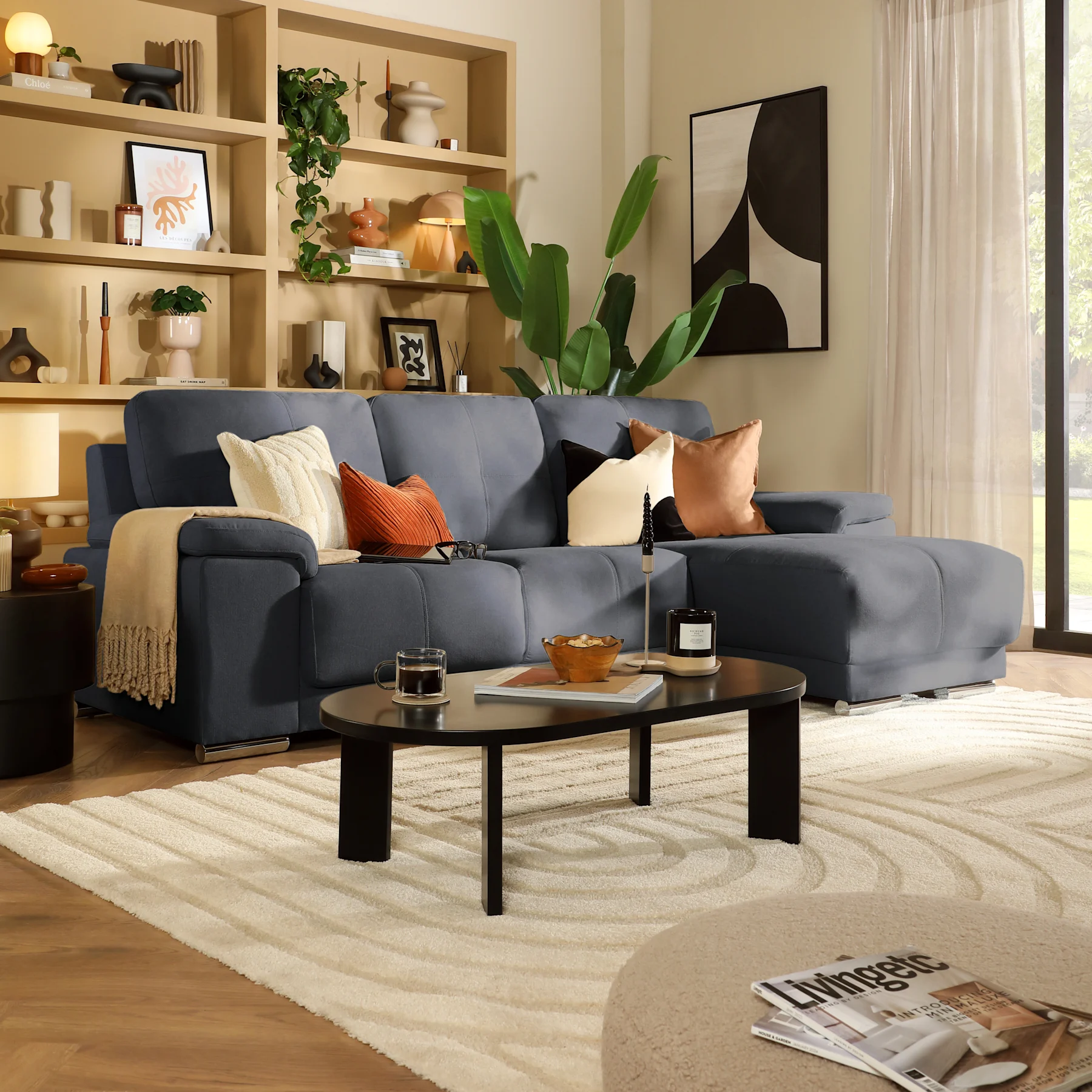 Kansas L-Shape Corner Sofa, Right-Hand Facing, Slate Grey Classic Plush Fabric