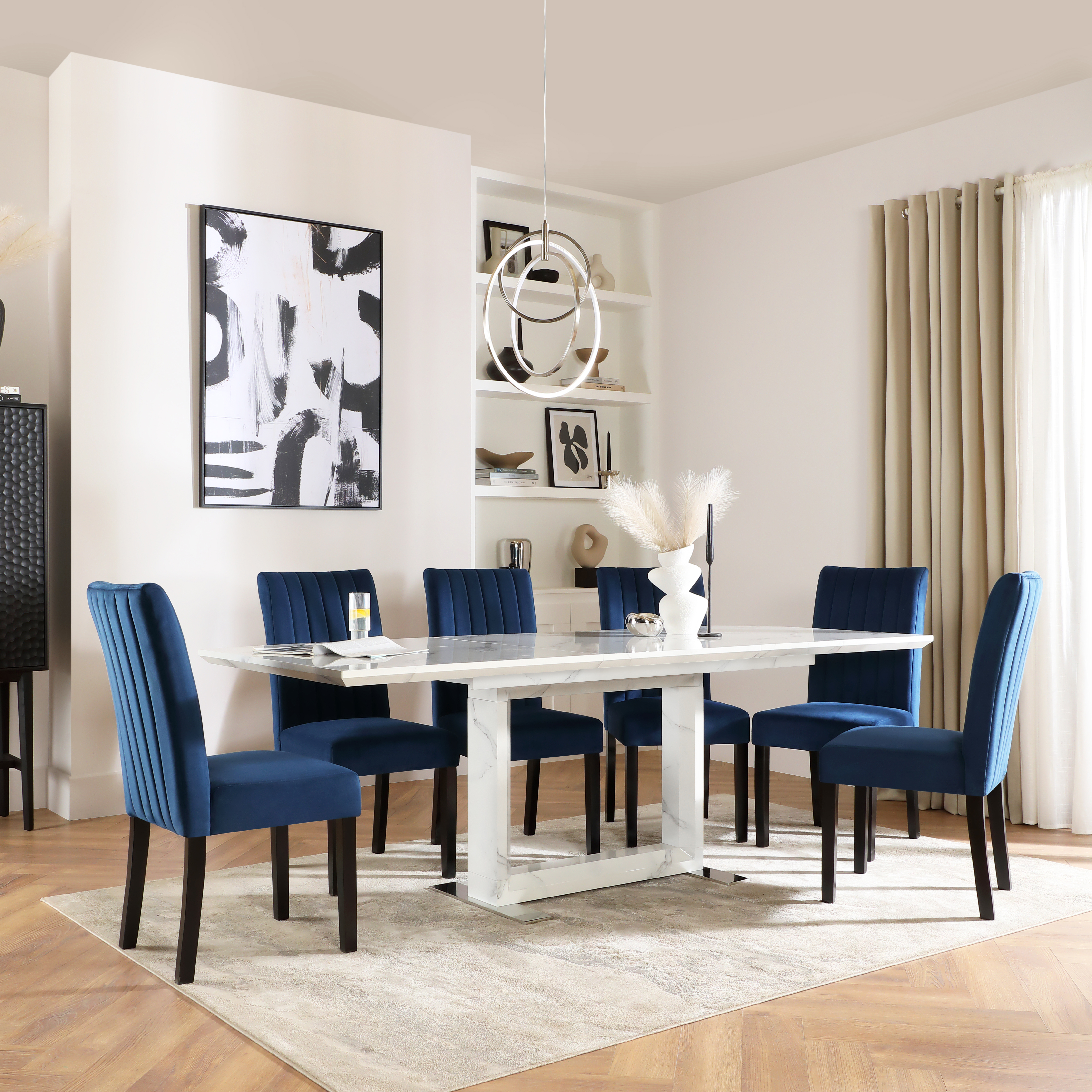 PROGRESSIVE ITALIA VOL.1〜VOL.8 Tokyo Extending Dining Table & 8 Salisbury Chairs, White