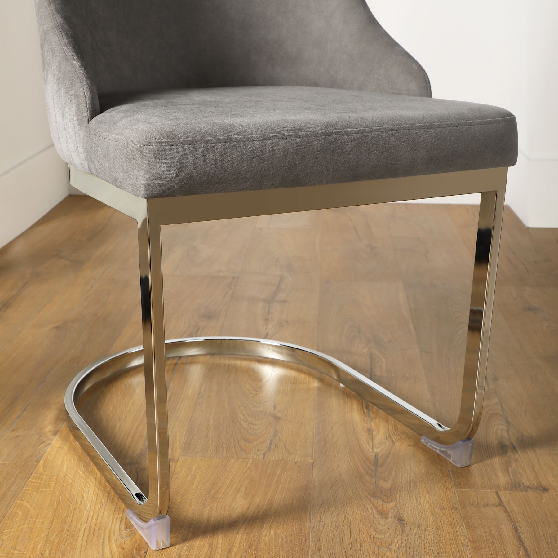 Rivington Grey Velvet Quilted Dining Chair