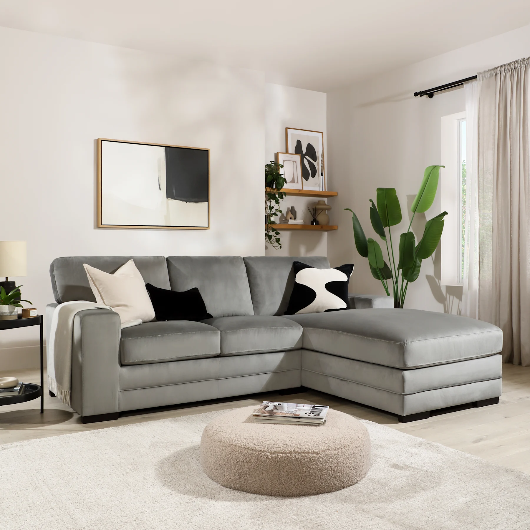 Manhattan L-Shape Corner Sofa, Right-Hand Facing, Grey House Velvet
