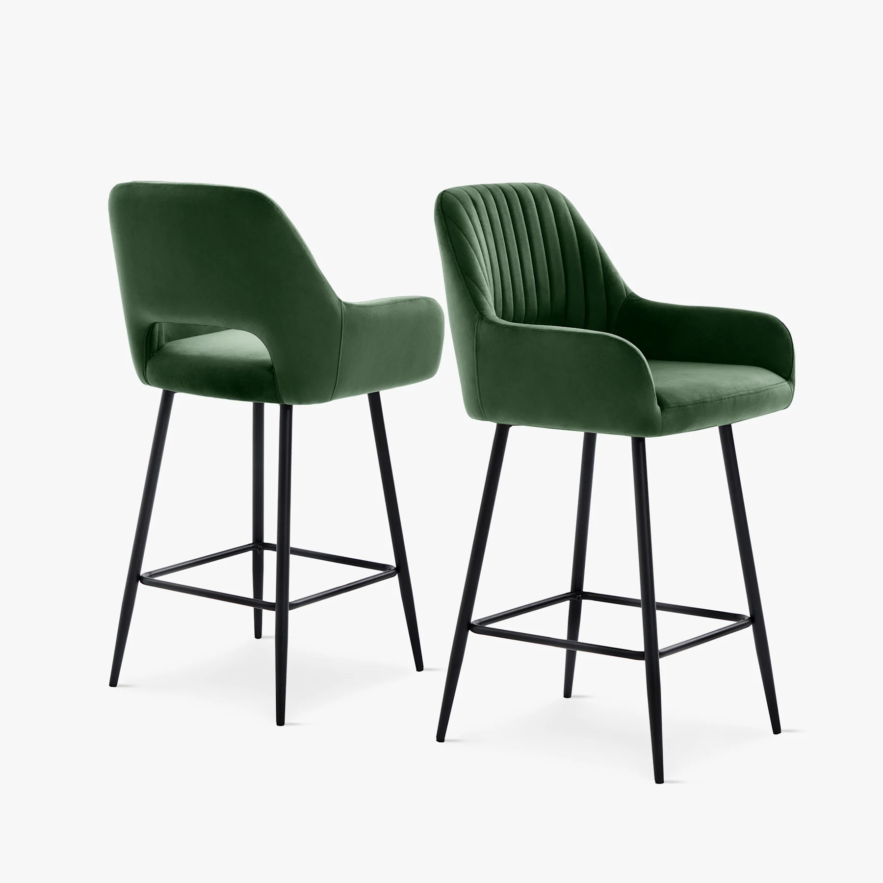 Clara Bar Stool, Moss Green Classic Velvet & Black Steel
