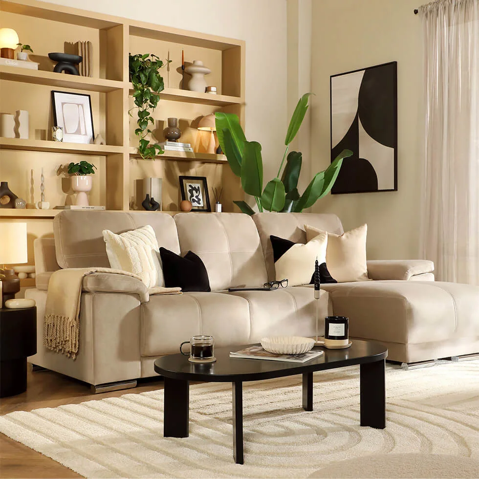 Kansas Champagne Velvet L-Shape Sofa - Square-large 