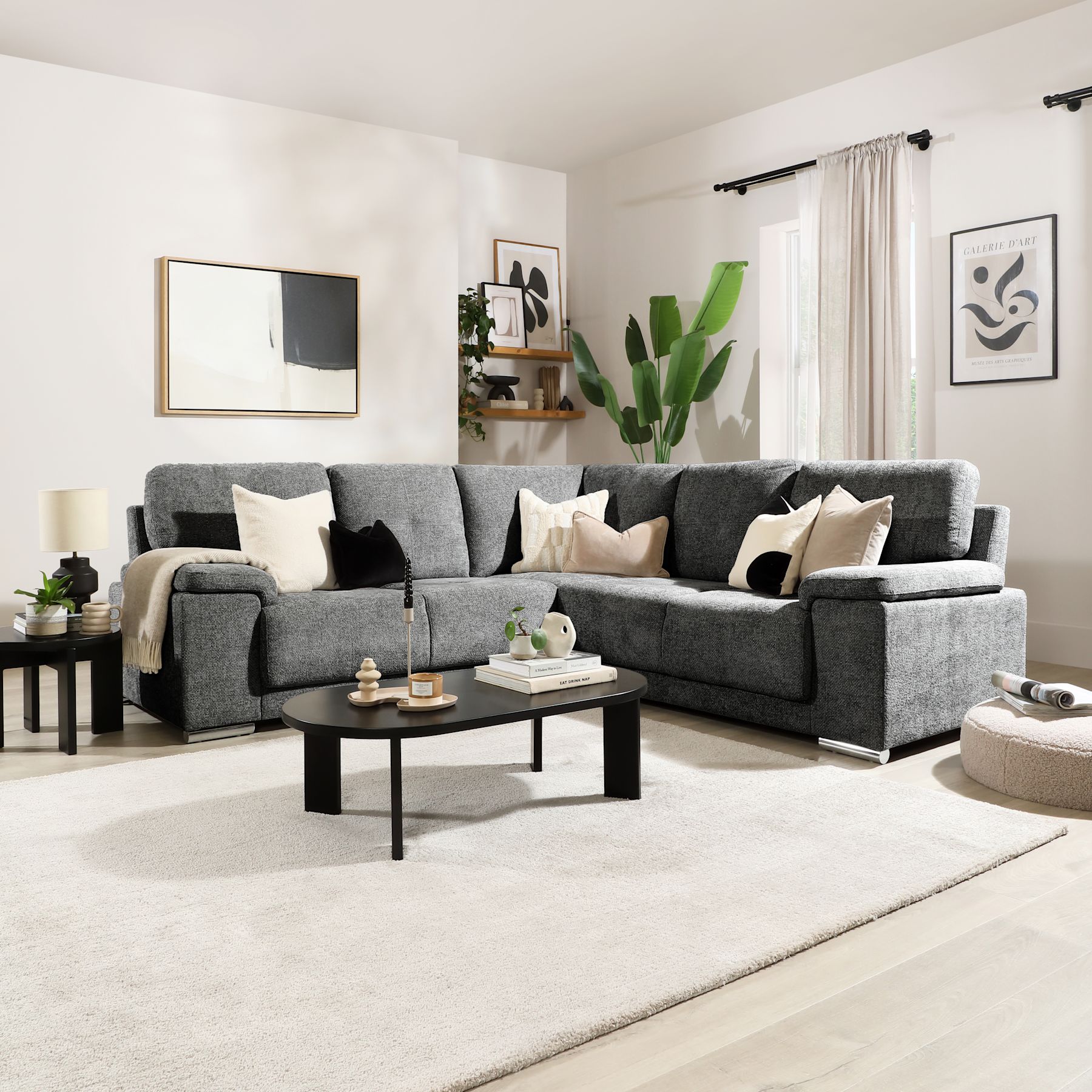 Kansas Corner Sofa, Dark Grey Woven Chenille Fabric Only £1,099.99 ...