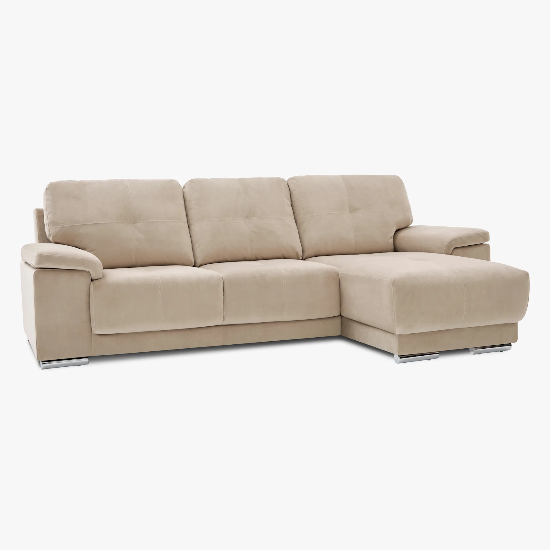 Kansas L-Shape Corner Sofa, Right Hand Facing, Champagne Classic Velvet