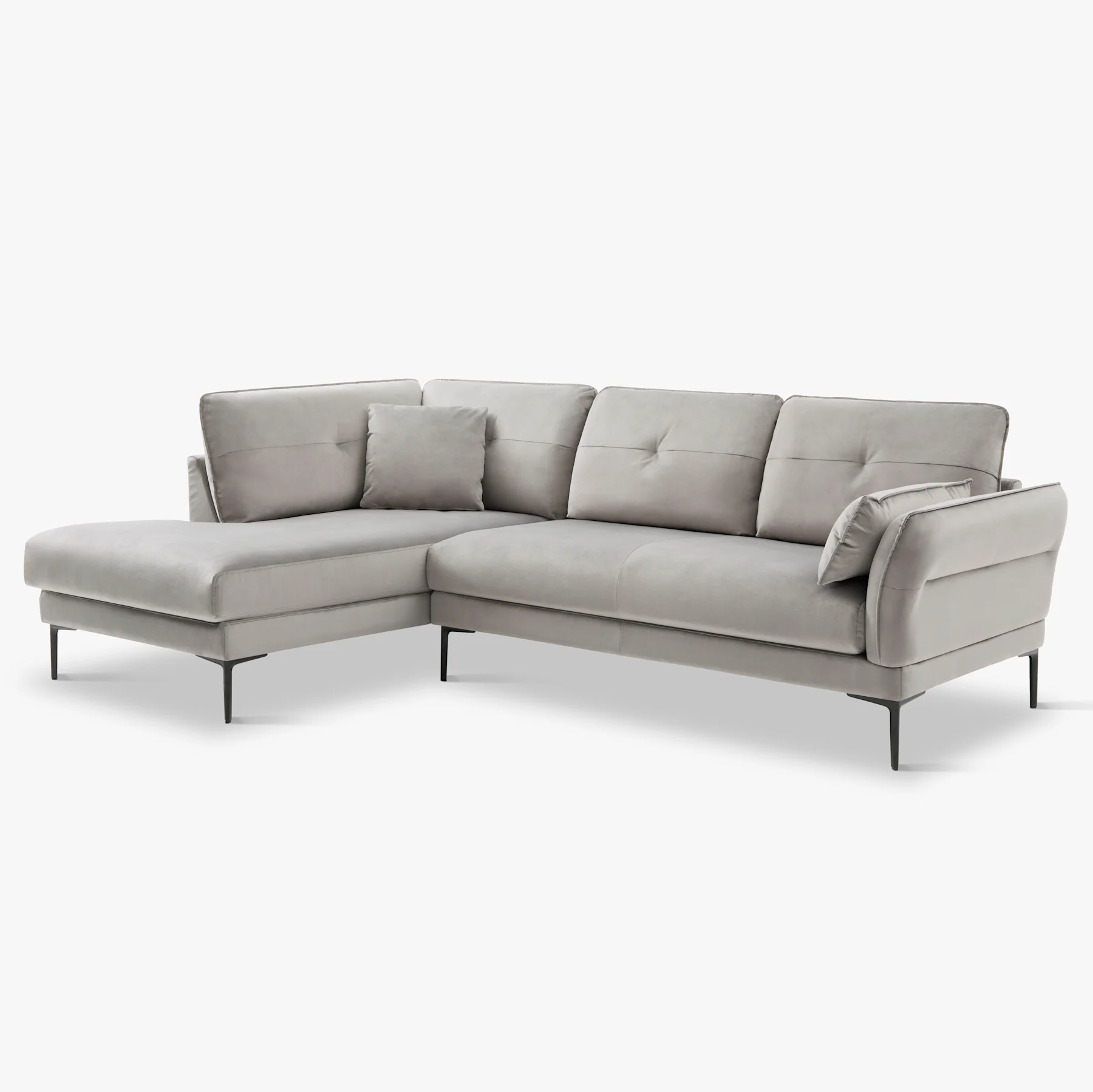 Larissa L-Shape Corner Sofa, Left Hand Facing, Grey Classic Velvet