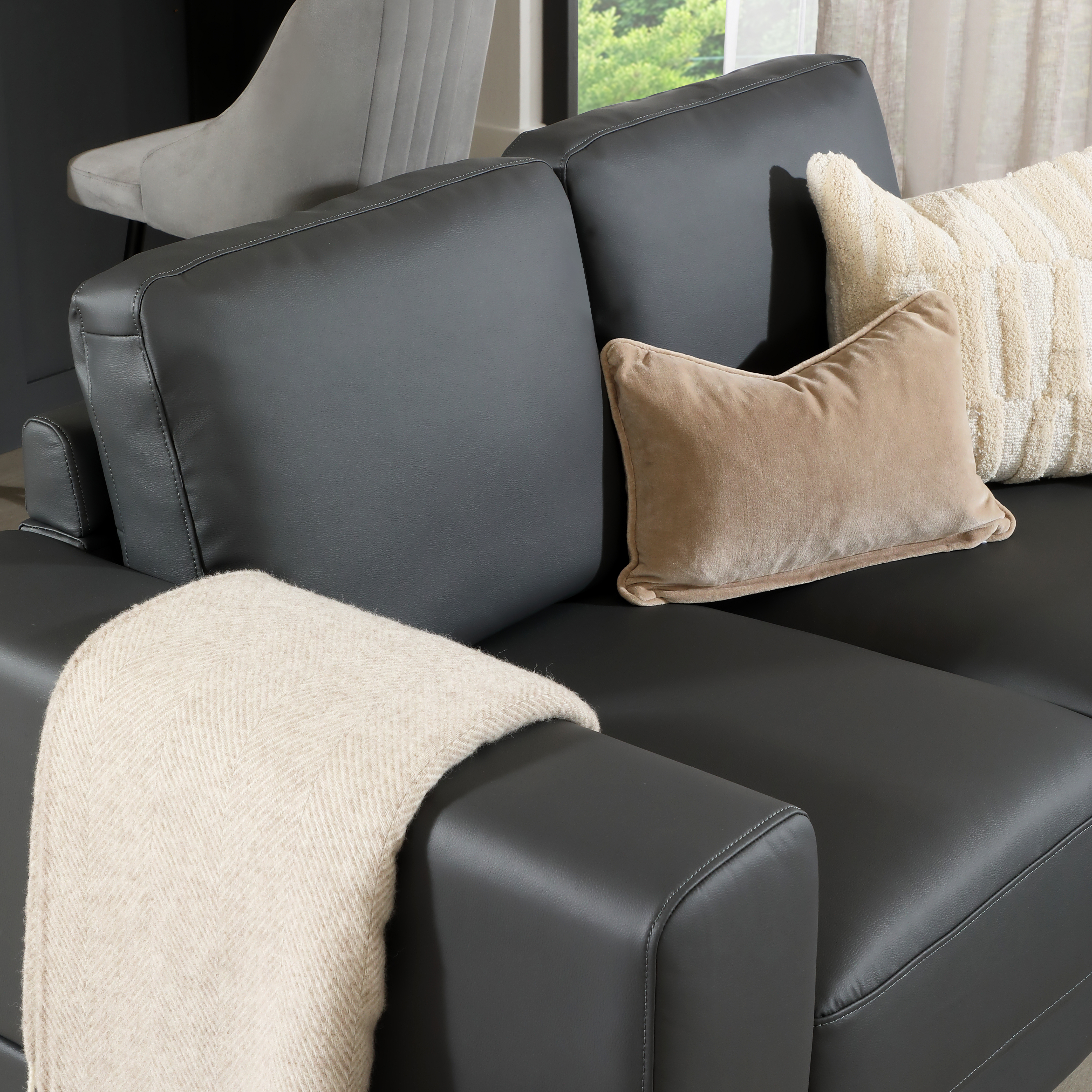 Alessia 2 Seater Sofa, Grey Premium Faux Leather Only £549.99