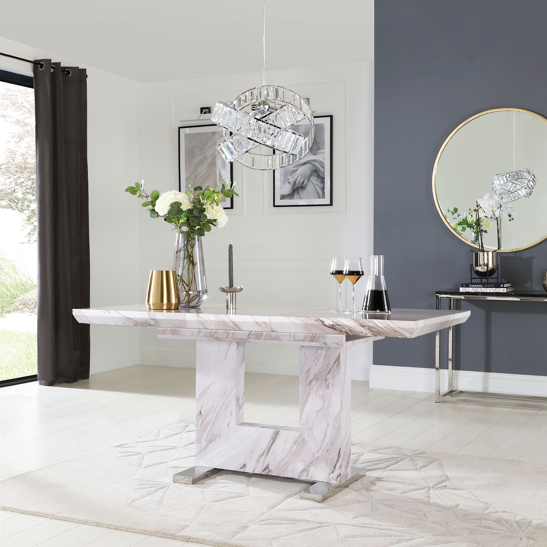Florence Extending Dining Table, 120-160cm, Grey Marble Effect Only £399.99 | Furniture & Choice