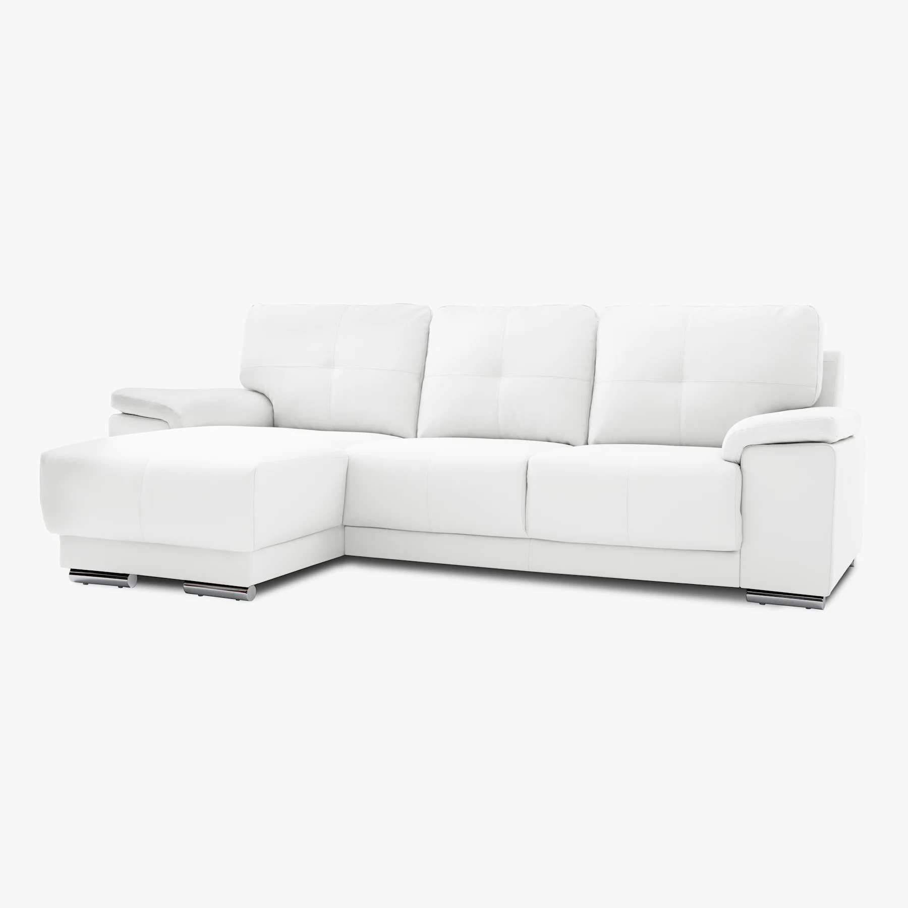 Kansas L-Shape Corner Sofa, Left Hand Facing, White Premium Faux Leather
