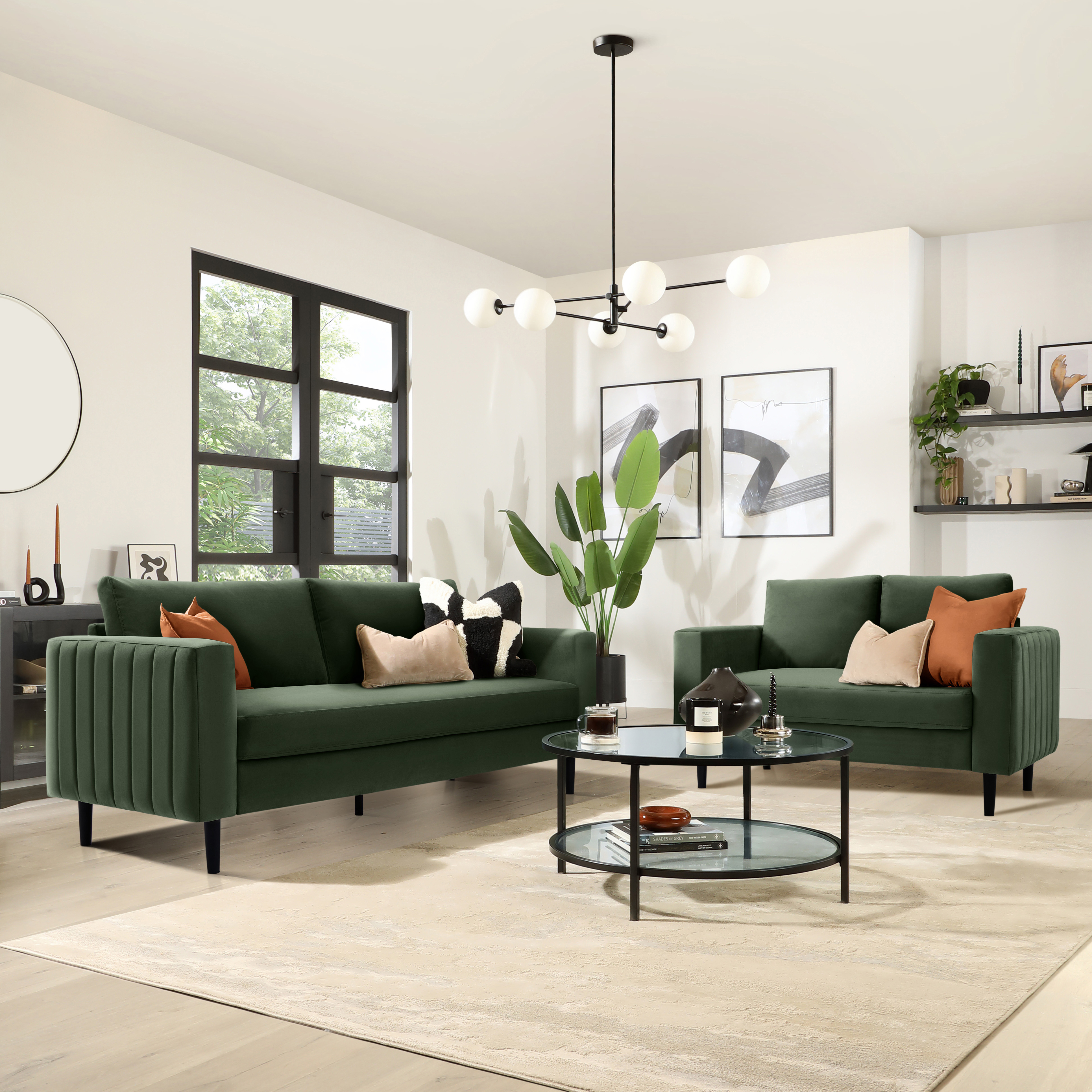 Lana 3+2 Seater Sofa Set, Moss Green Classic Velvet Only £899.98