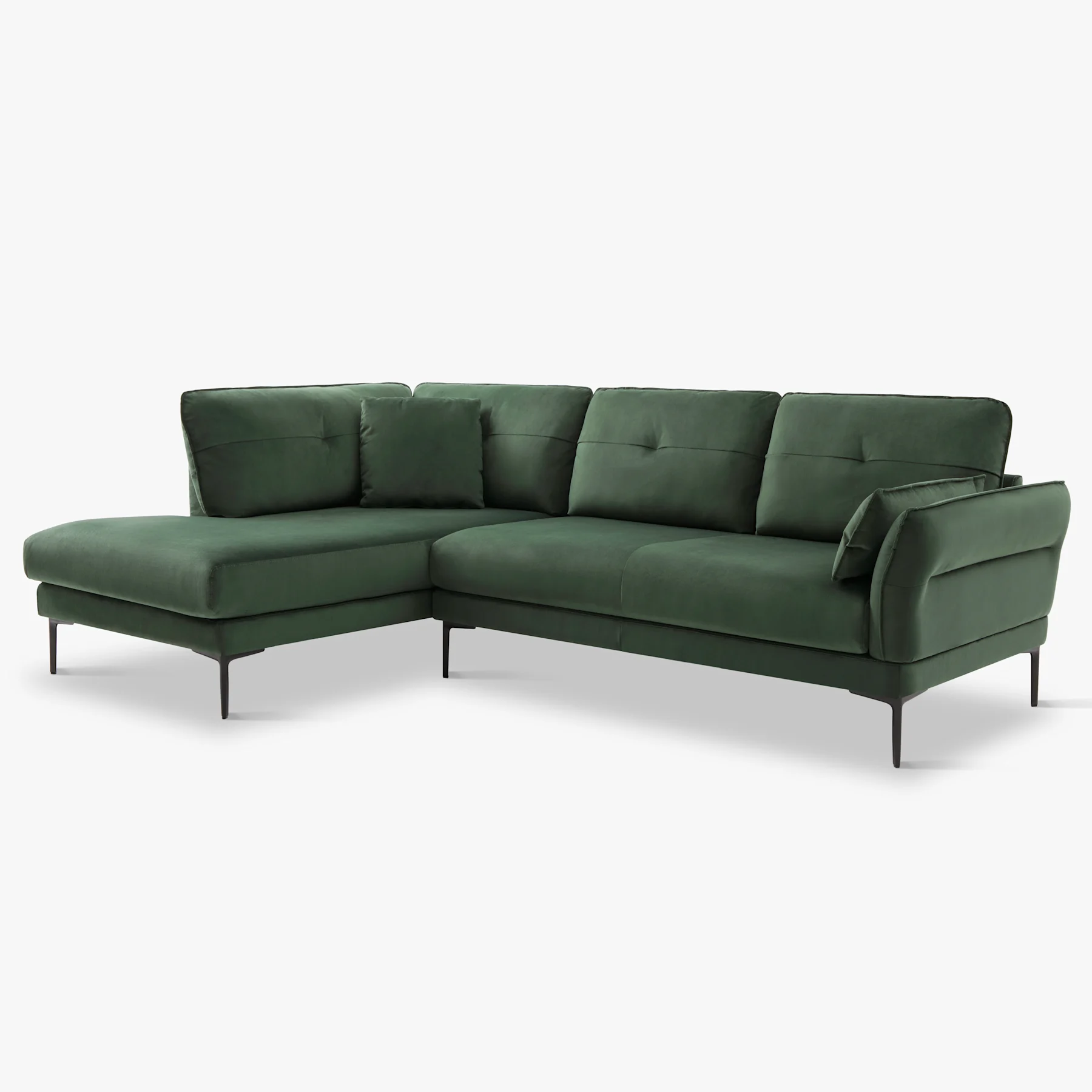 Larissa L-Shape Corner Sofa, Left Hand Facing, Moss Green Classic Velvet