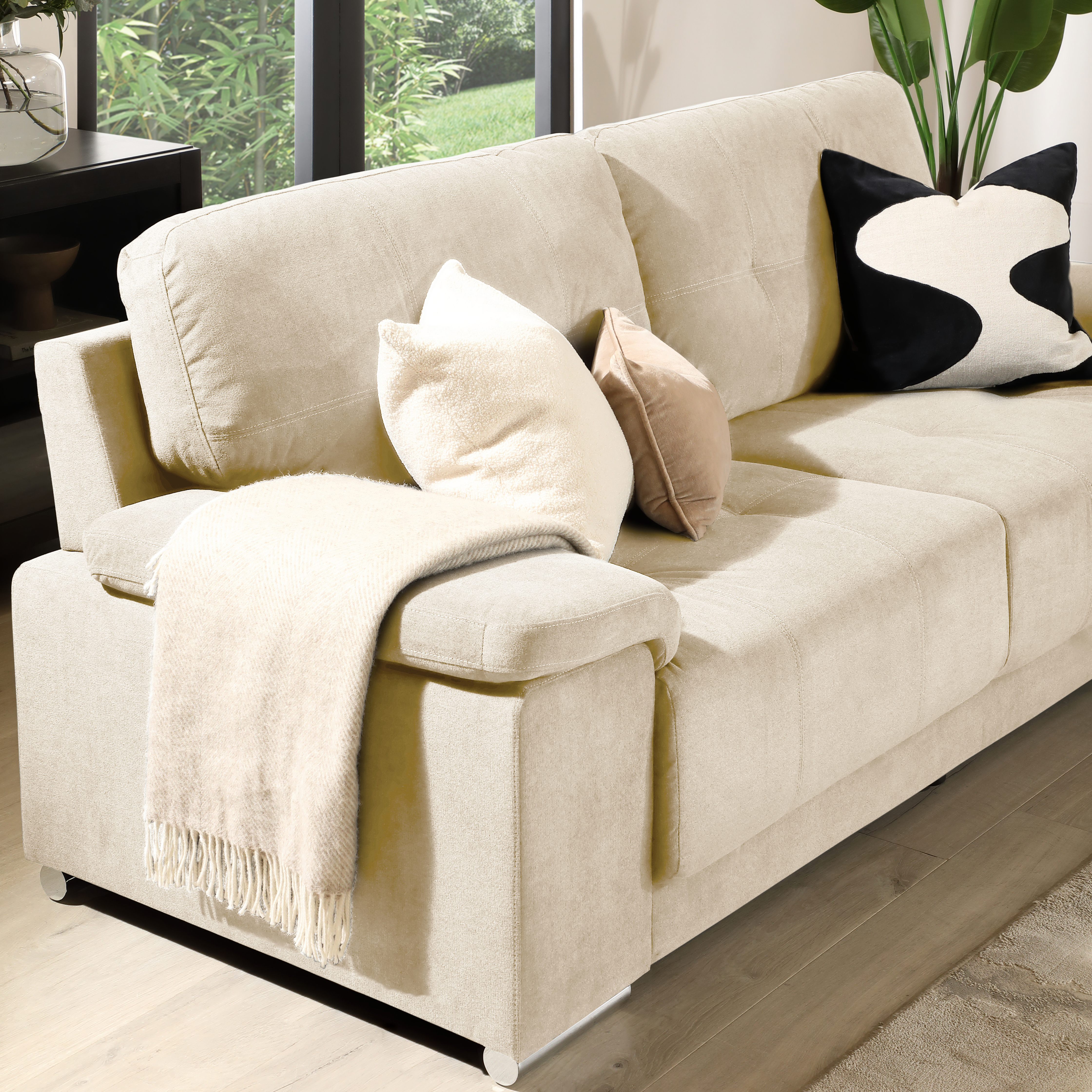 Kansas 3 Seater Sofa, Ivory Classic Plush Fabric Only £599.99