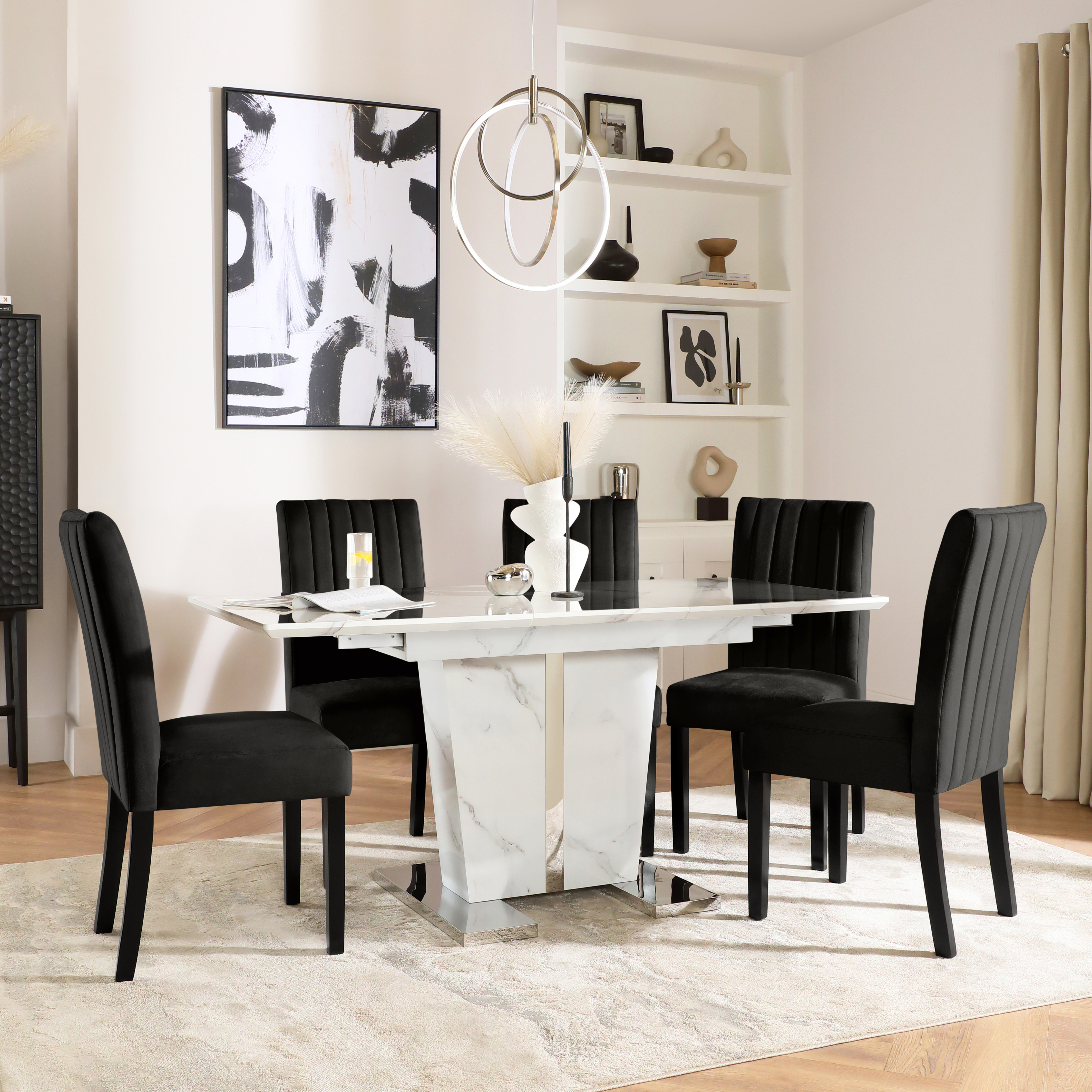 Dining Table Black And White Chair Cover Vienna Extending Dining