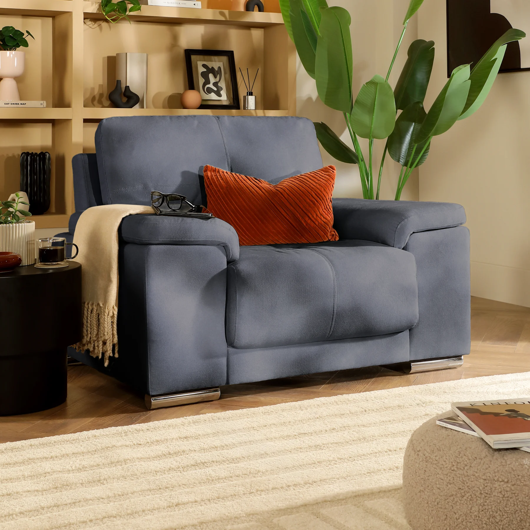 Kansas Armchair, Slate Grey Classic Plush Fabric