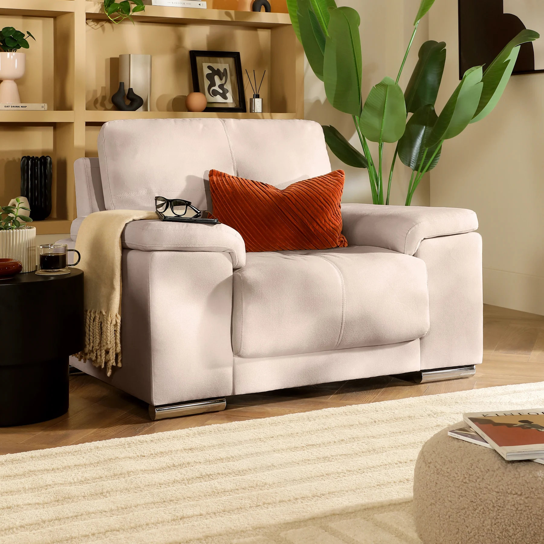 Kansas Armchair, Beige Classic Plush Fabric