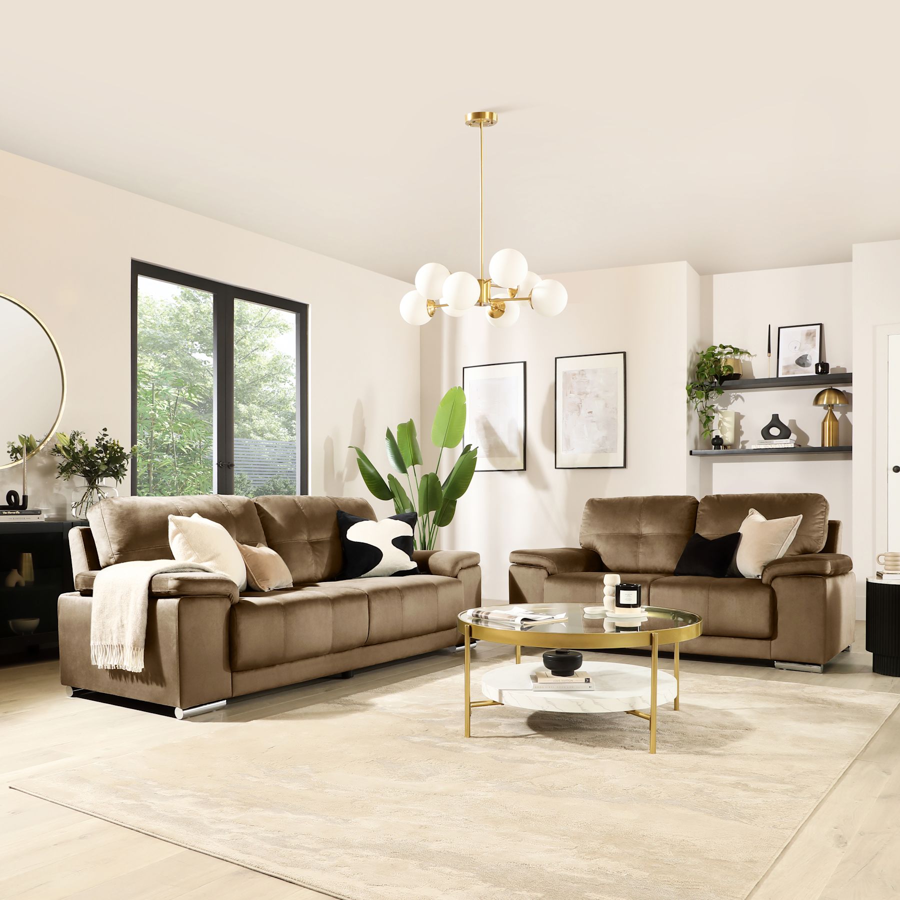 Kansas 3+2 Seater Sofa Set, Beige Classic Velvet Only £1,199.98 ...