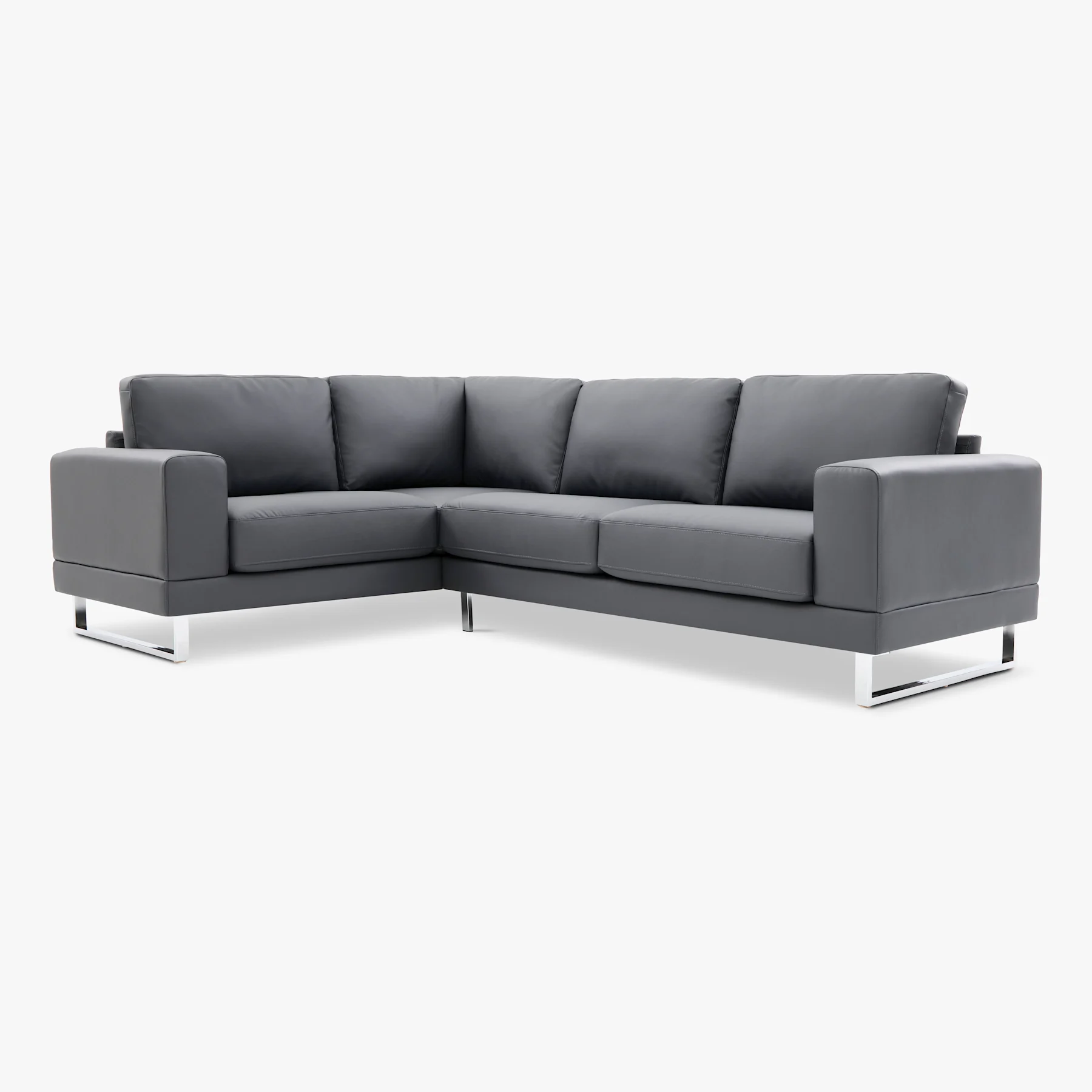 Alessia L-Shape Corner Sofa, Left Hand Facing, Grey Premium Faux Leather