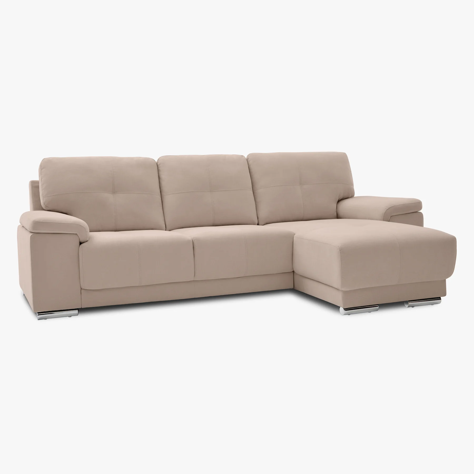 Kansas L-Shape Corner Sofa, Right Hand Facing, Beige Classic Plush Fabric