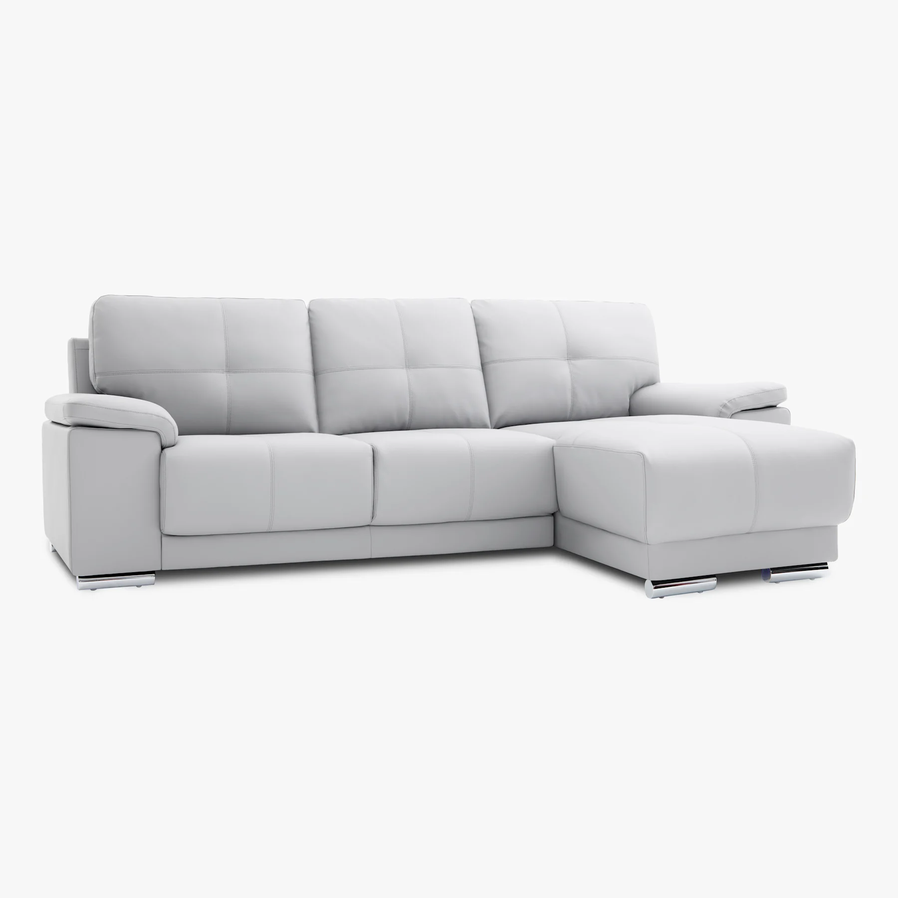 Kansas L-Shape Corner Sofa, Right Hand Facing, Light Grey Premium Faux Leather
