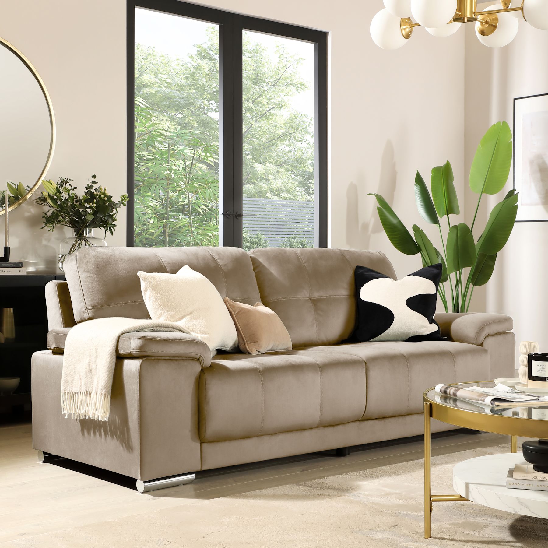 Kansas 3 Seater Sofa in Champagne Velvet | Only £649.99