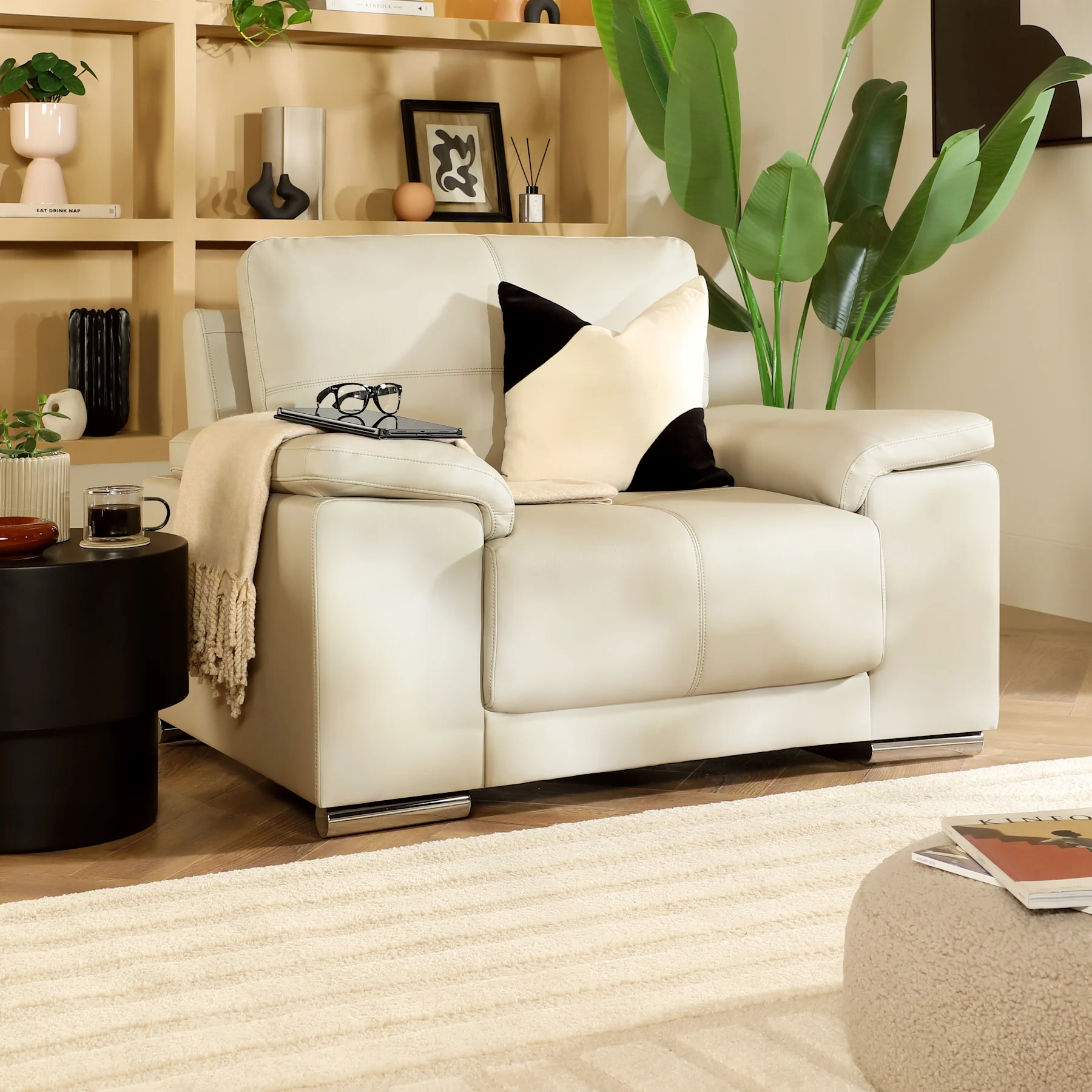 Kansas Armchair, Ivory Premium Faux Leather