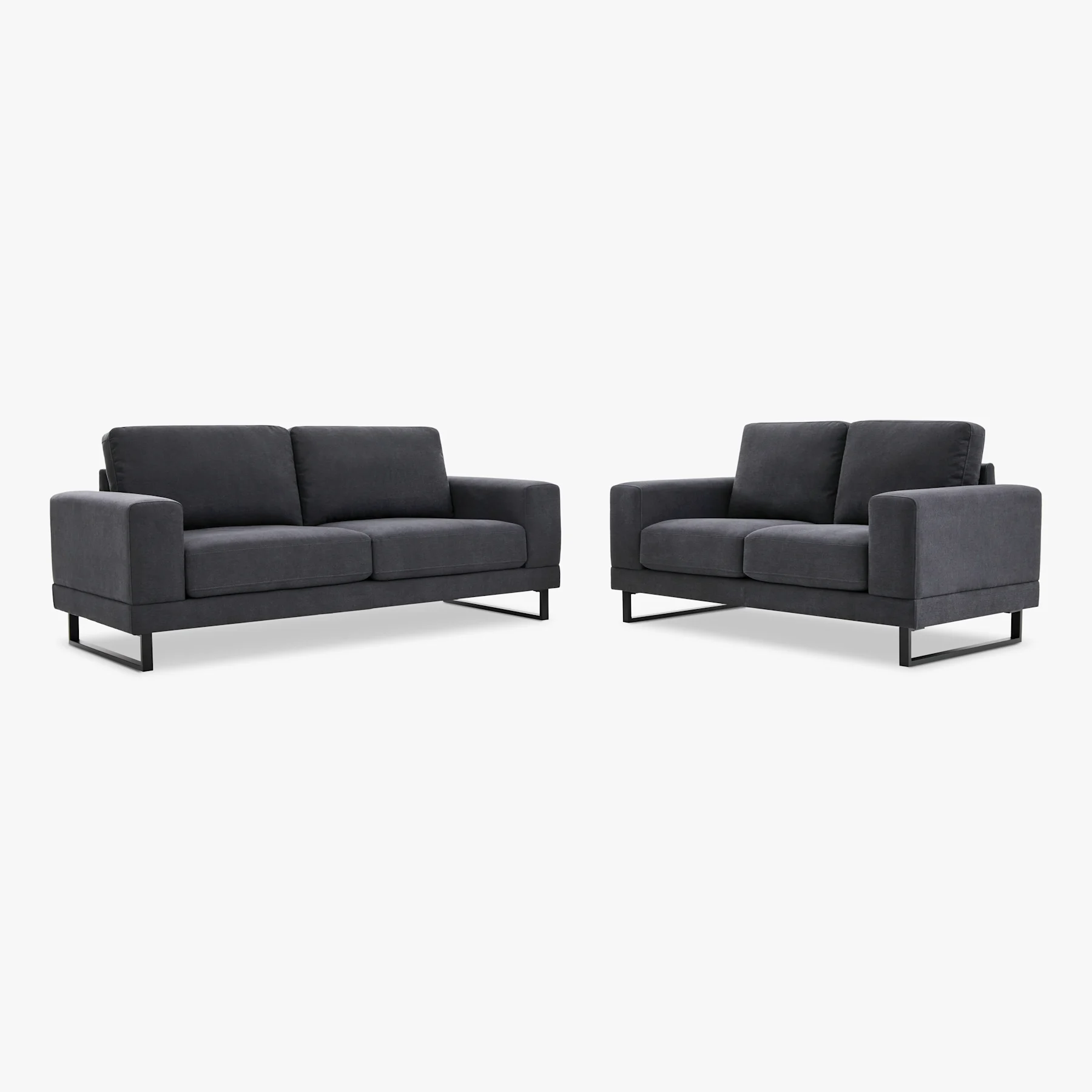 Alessia 3+2 Seater Sofa Set, Slate Grey Classic Plush Fabric