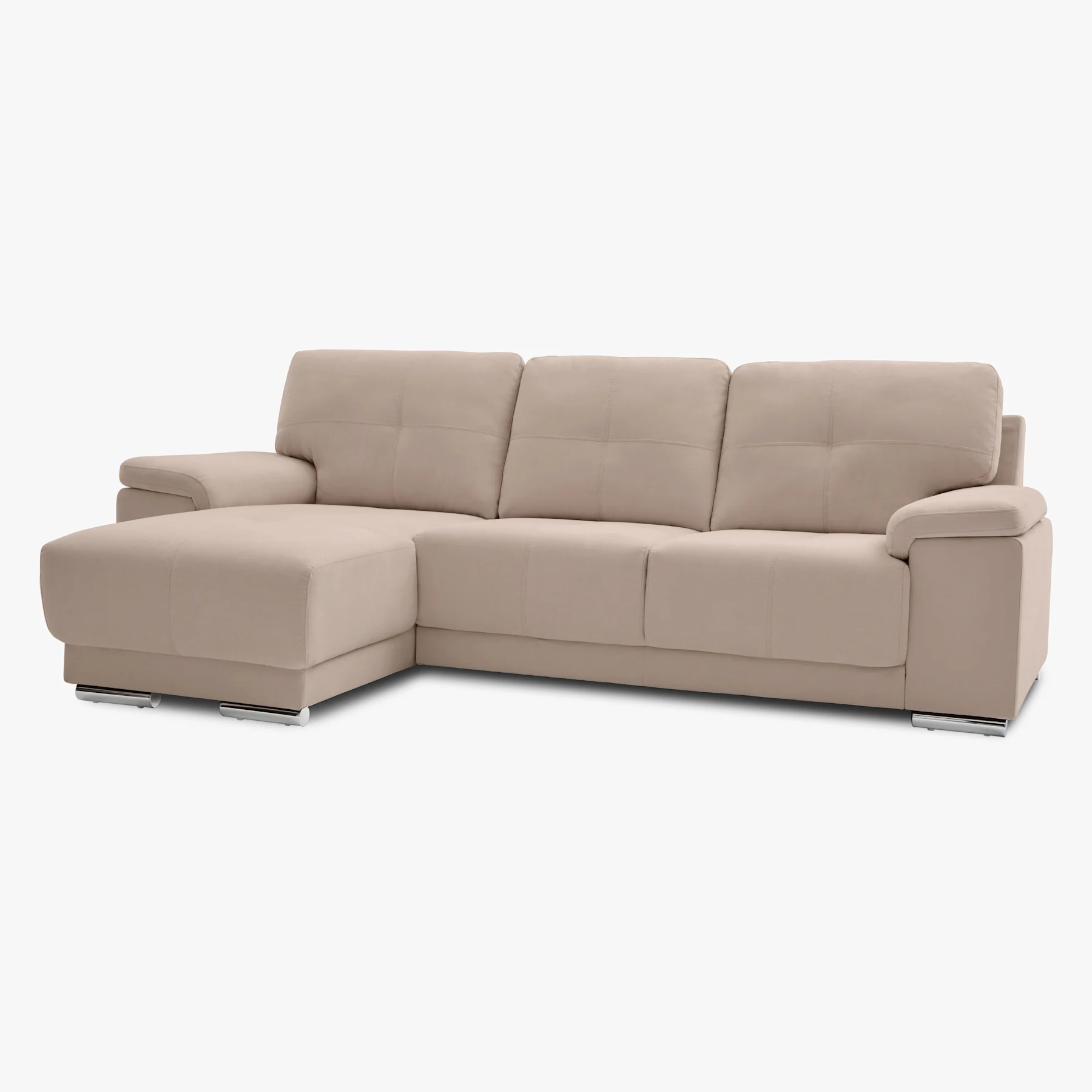 Kansas L-Shape Corner Sofa, Left Hand Facing, Beige Classic Plush Fabric