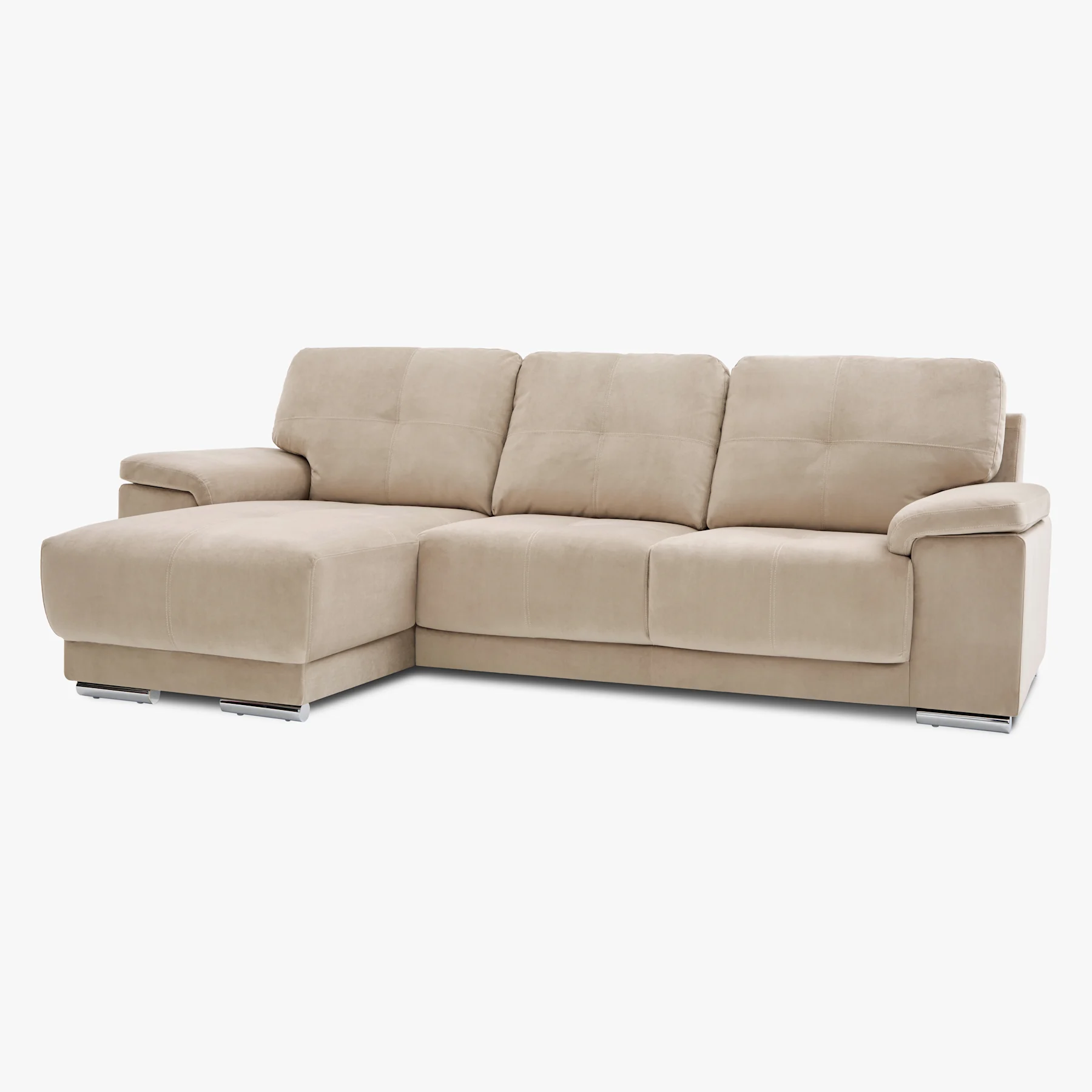 Kansas L-Shape Corner Sofa, Left Hand Facing, Champagne Classic Velvet
