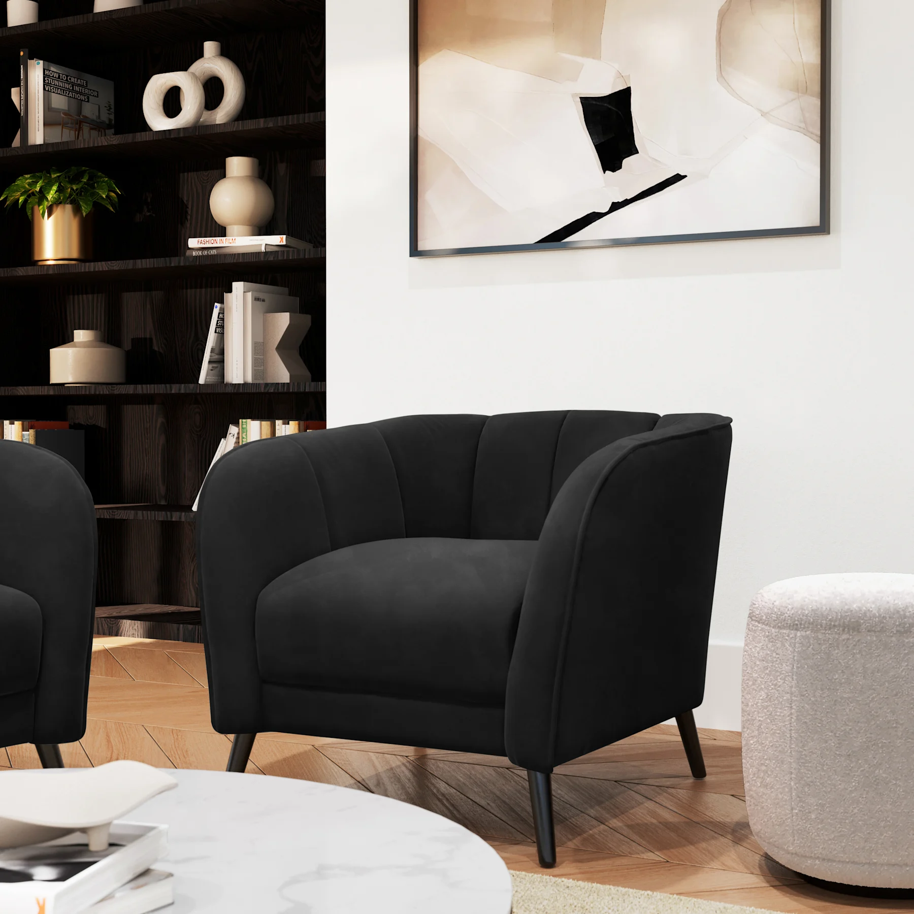 Loren Armchair, Black Classic Velvet