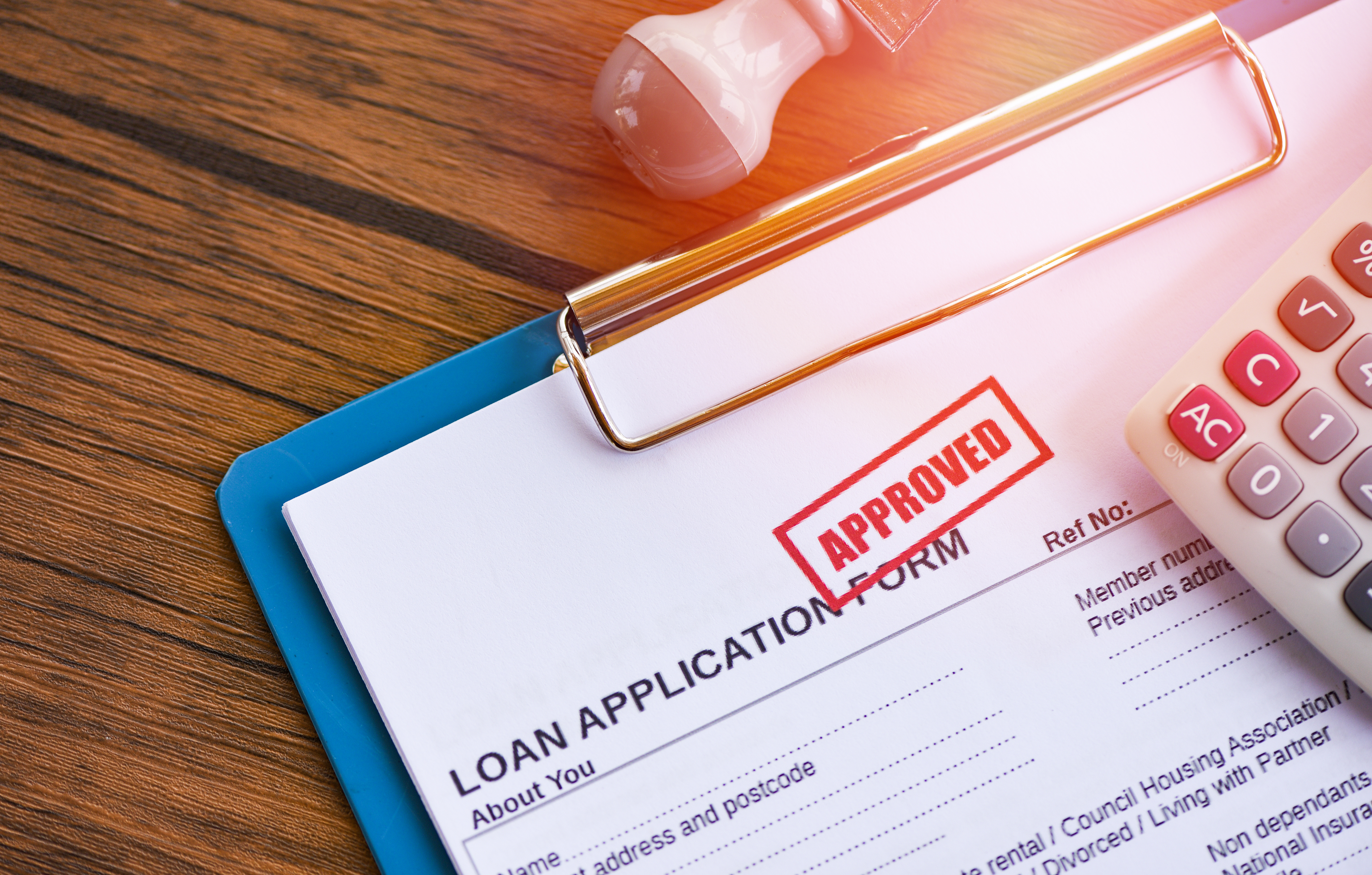 Loan approval / financial loan application form for lender and borrower for help investment bank estate