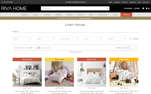Screenshot of Riva Home Trade Portal