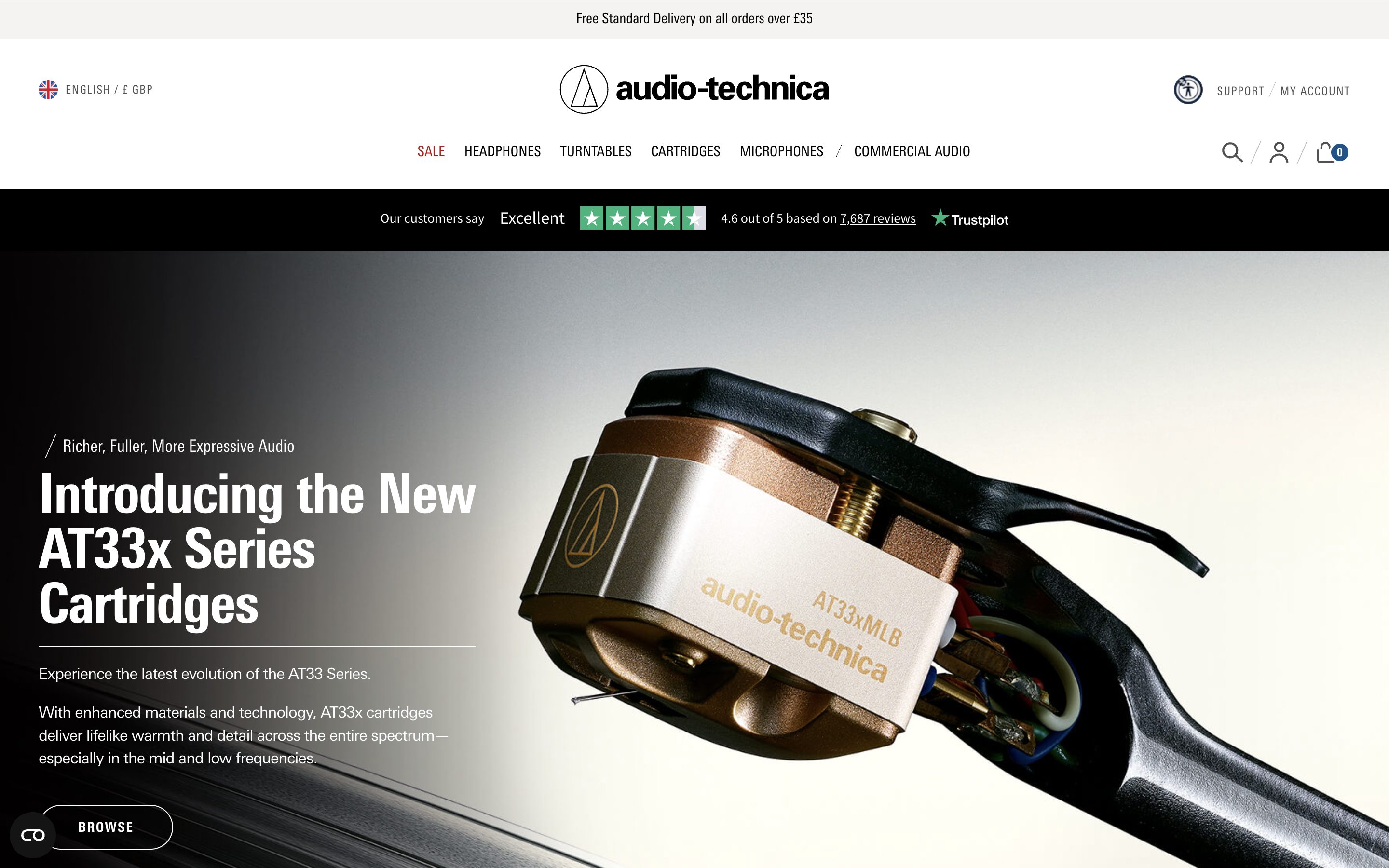 Screenshot of Audio-Technica