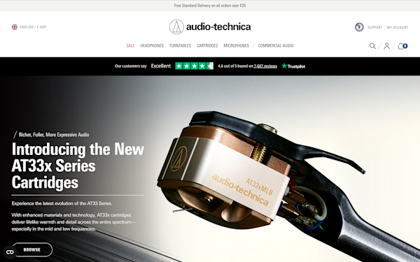 Screenshot of Audio-Technica