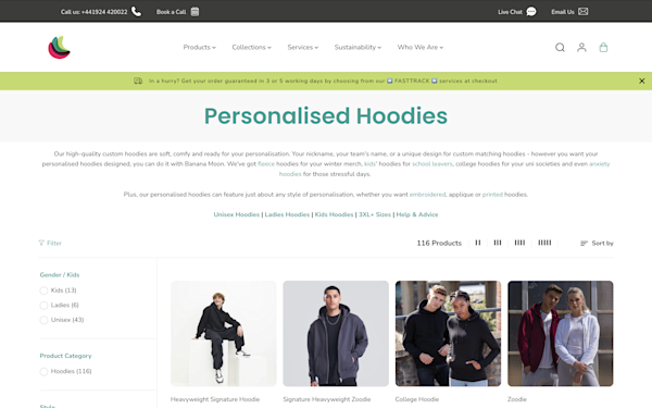 Screenshot of Banana Moon Clothing