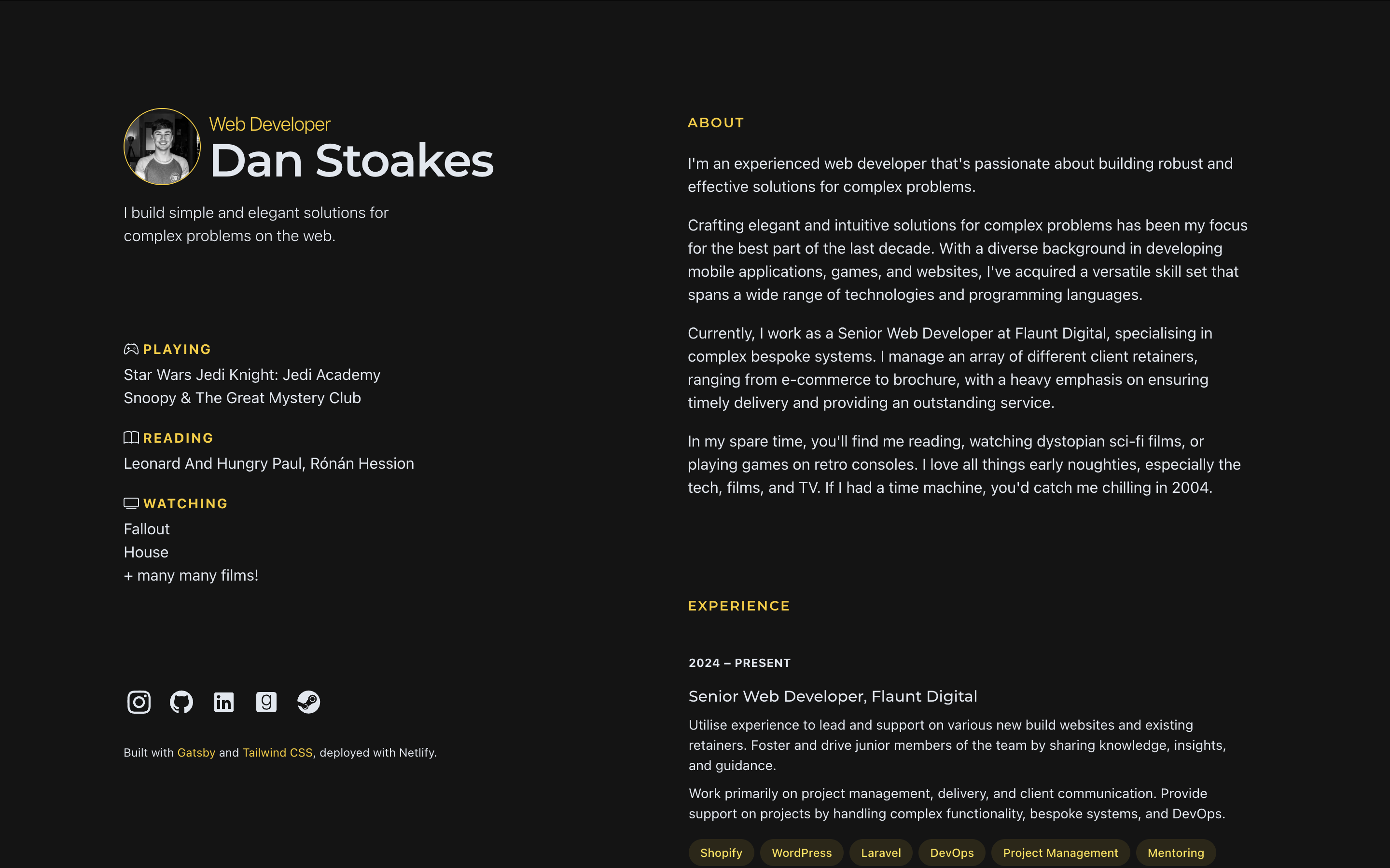 Screenshot of danstoakes.com (V3)
