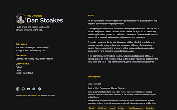 Screenshot of danstoakes.com (V3)