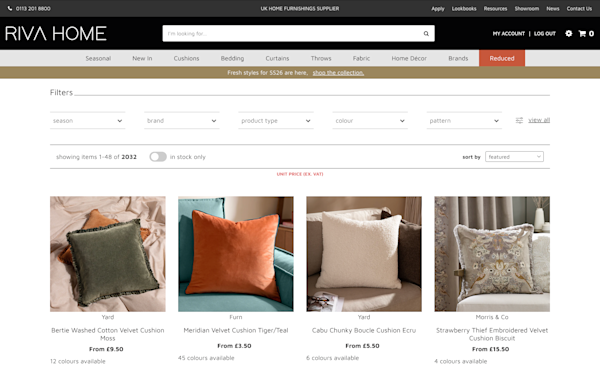 Screenshot of Riva Home Trade Portal
