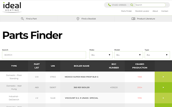 Screenshot of Ideal Parts