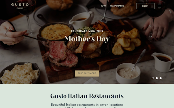 Screenshot of Gusto Restaurants