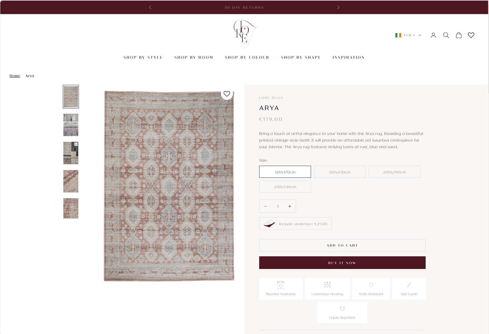 Screenshot of Lore Rugs