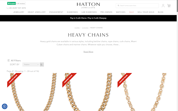 Screenshot of Hatton Jewellers